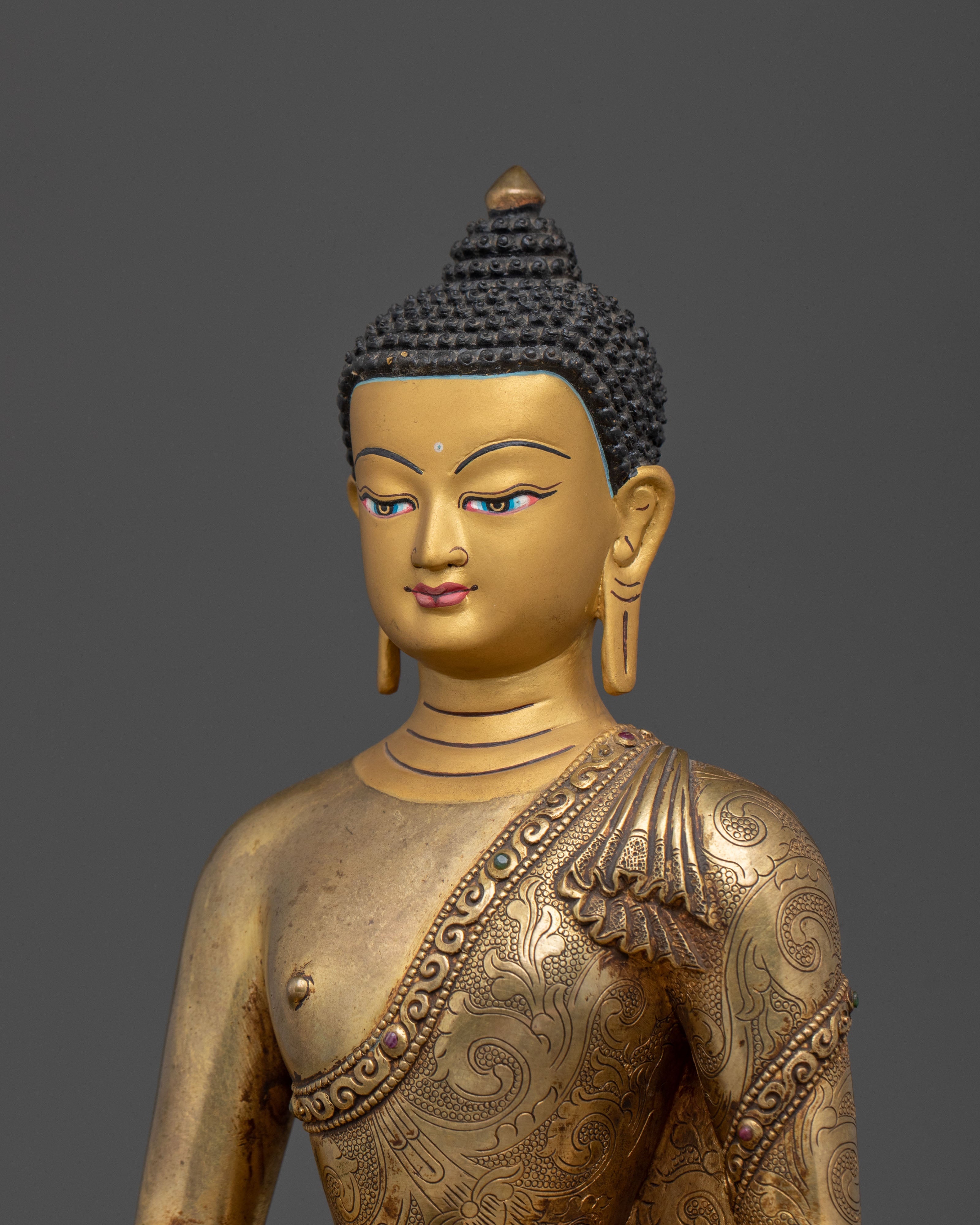 Sacred Three Buddha Handcrafted Statue Set in Premium 24K Gold