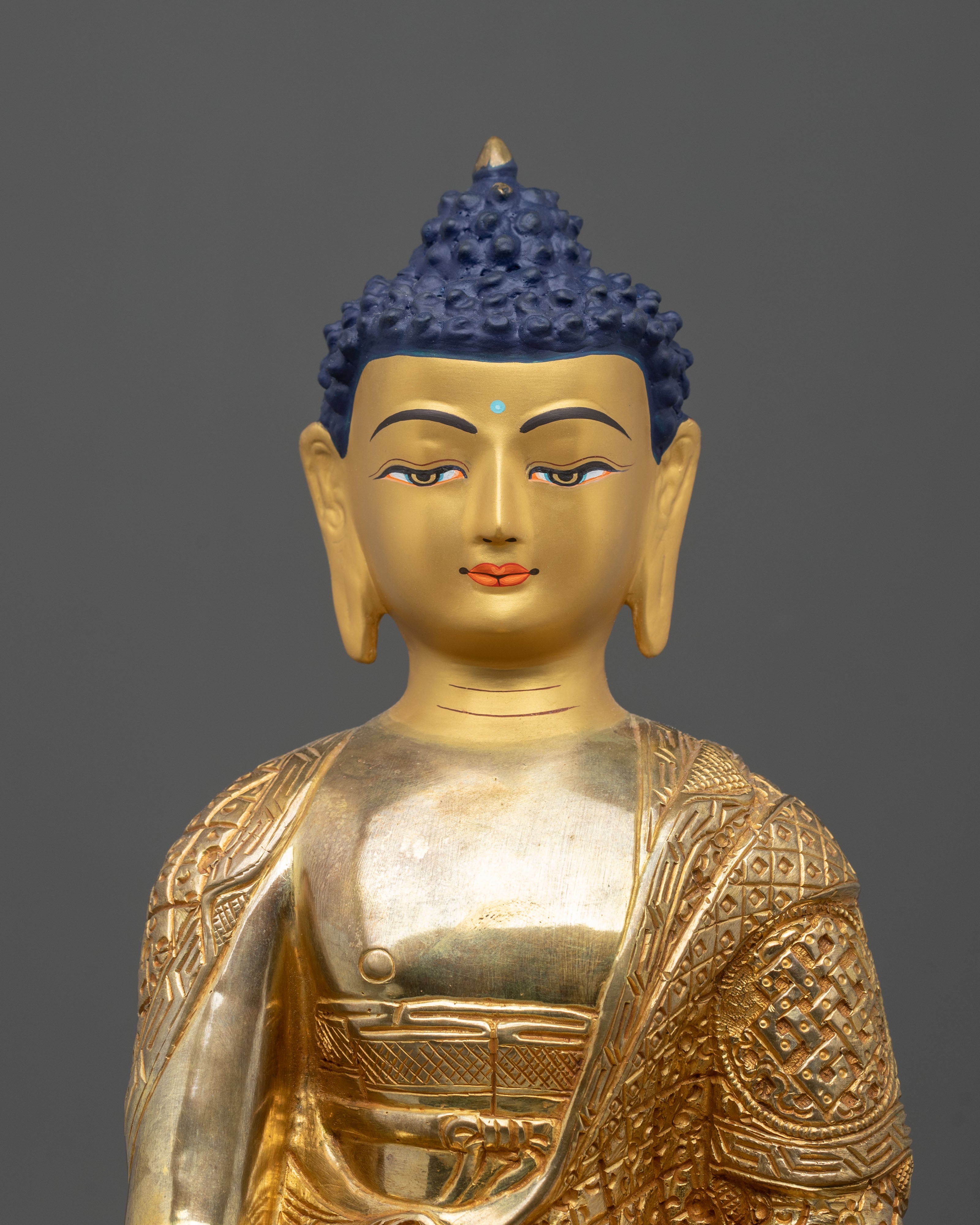 Enlightened Presence: 24k Gold Coated Gautama Buddha Statue