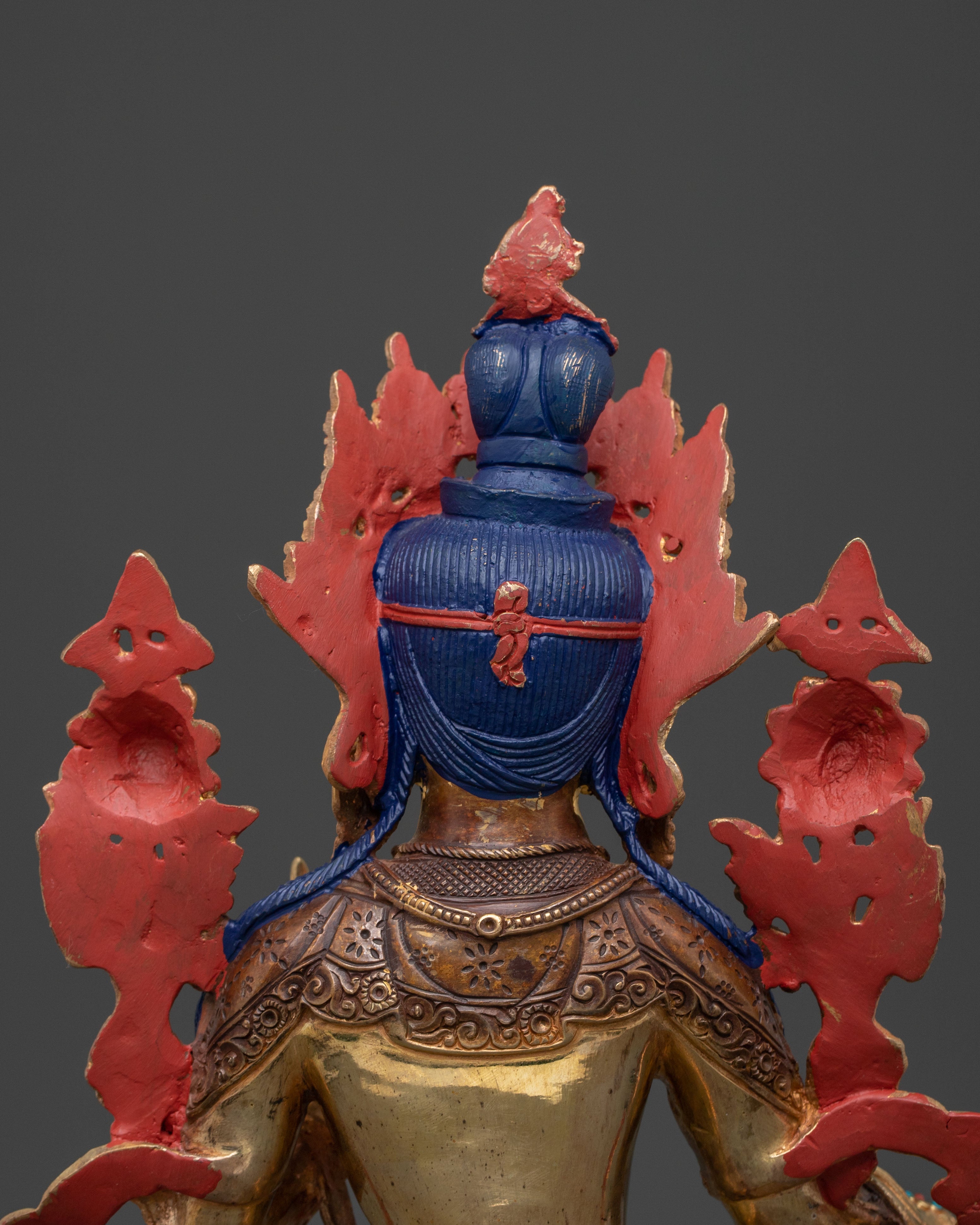 Luminous Green Tara Golden Statue: Antique Finish