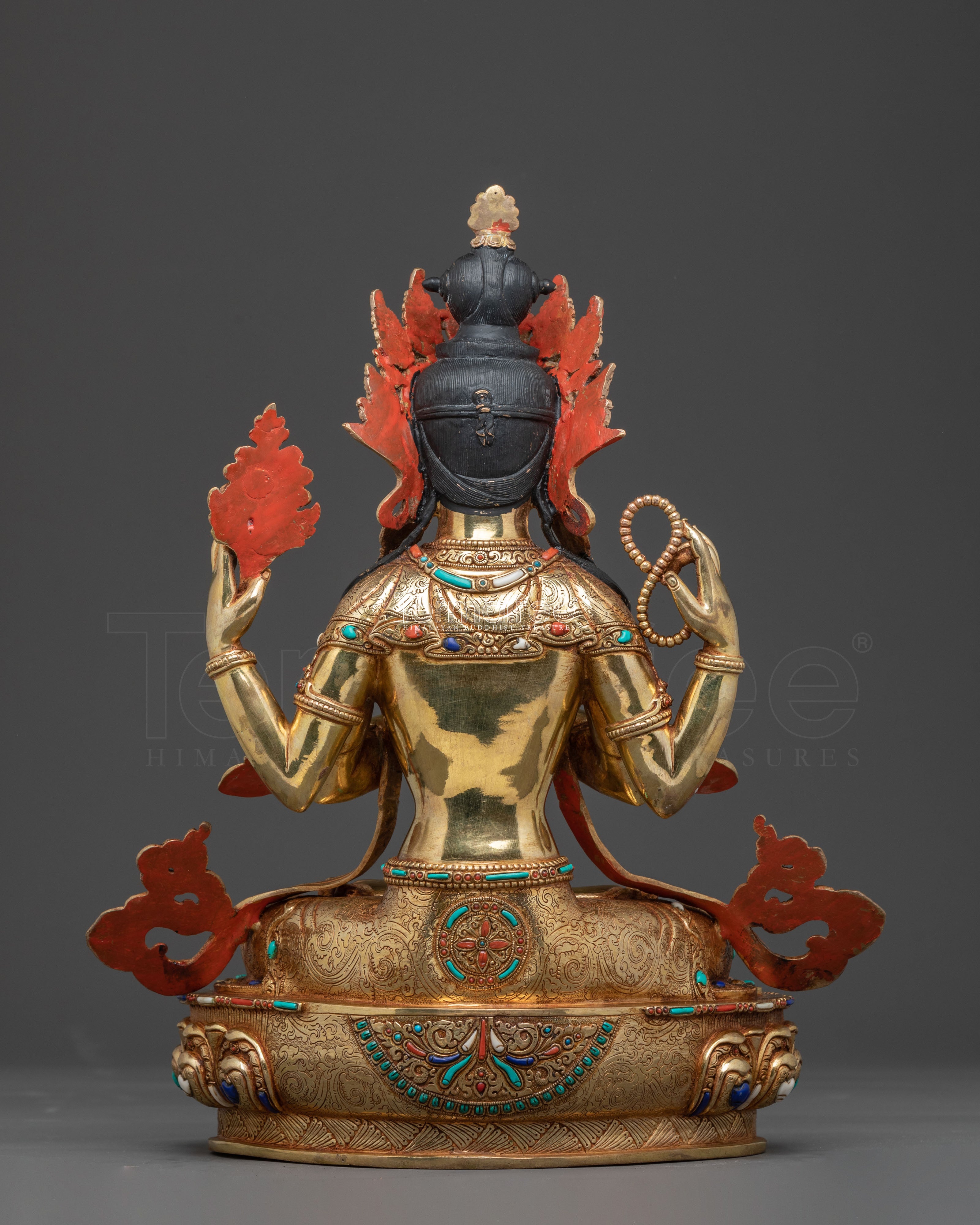 Chenrezig Gold Gilded Copper Statue