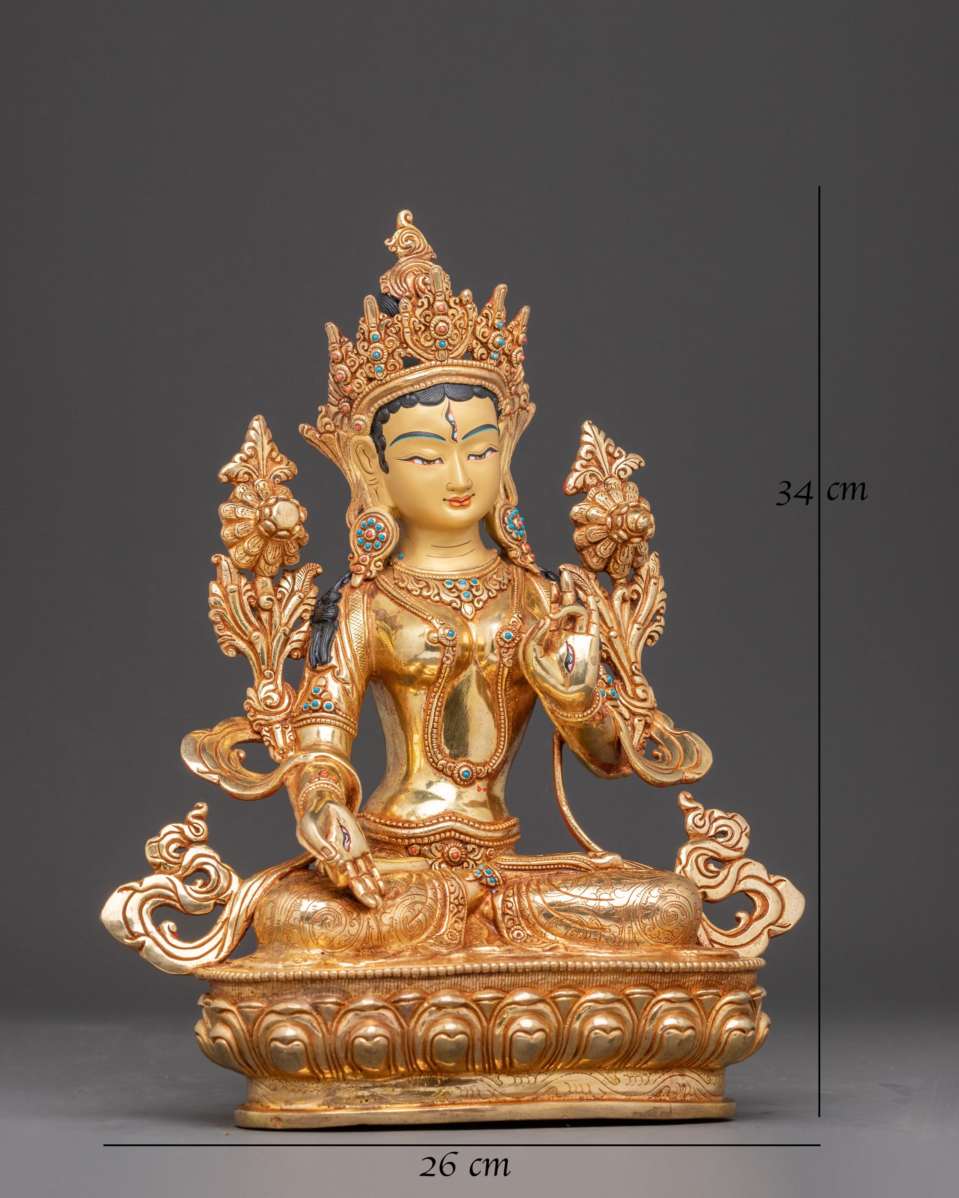 Handcrafted Figurine of White Tara Healing Goddess