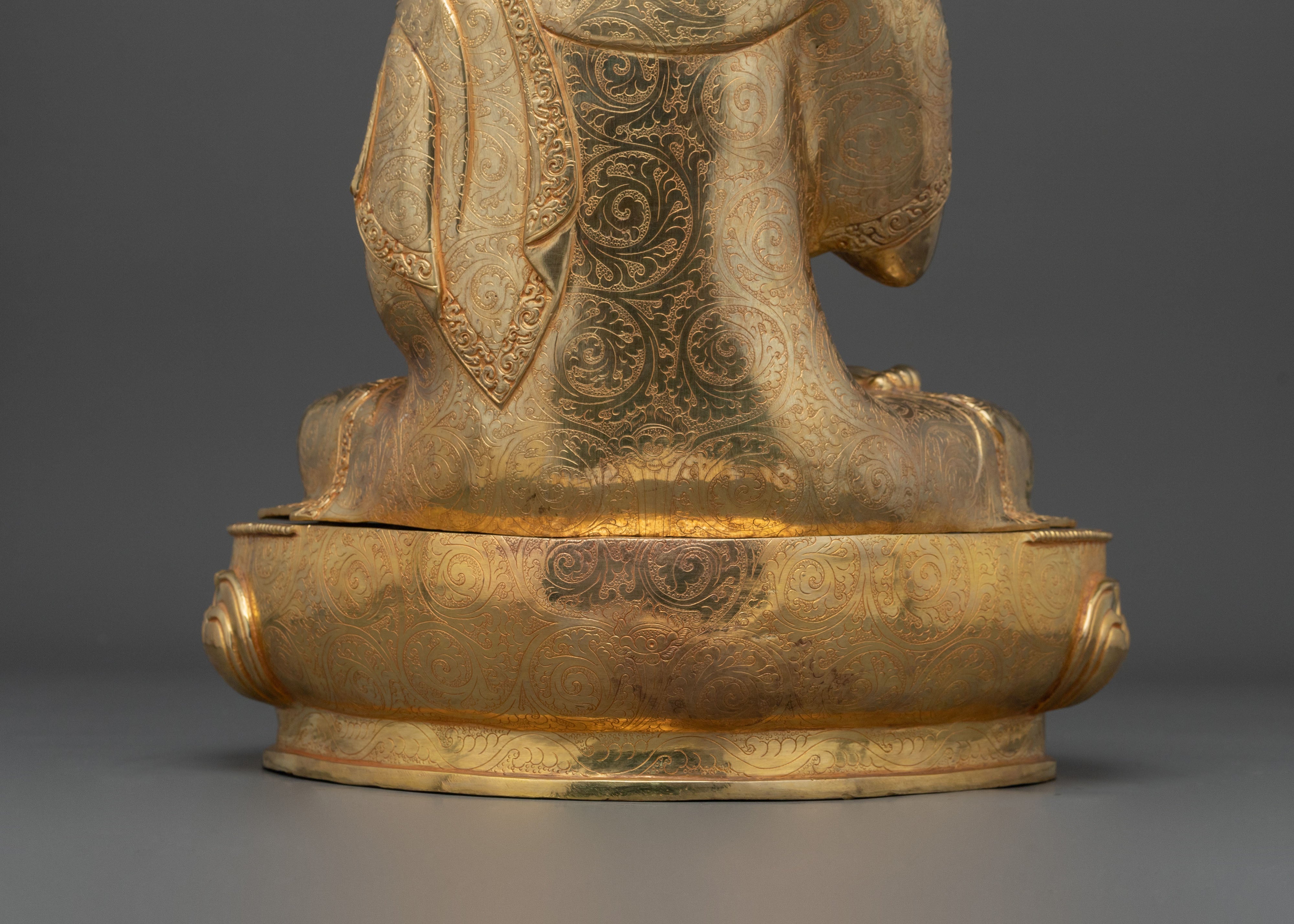 Tsongkhapa with Disciples Golden Statue Set | Buddhist Sculpture for Wisdom