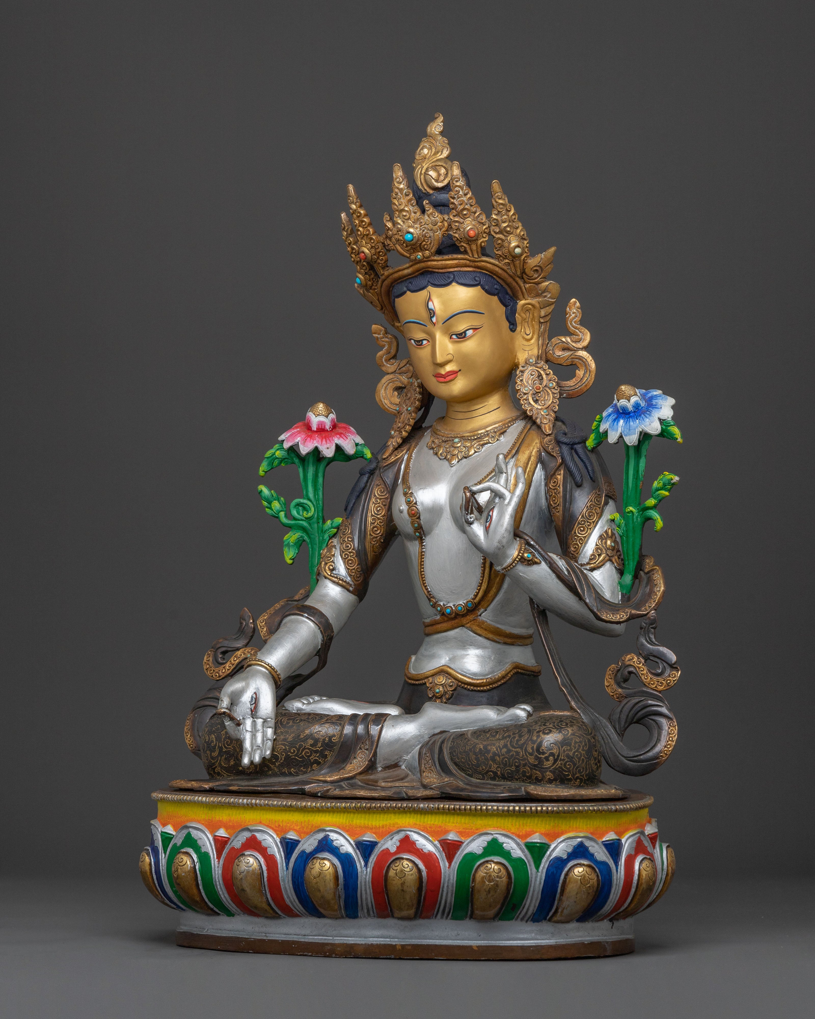 Statue of Seven Eyed White Tara Protector: Goddess of Healing