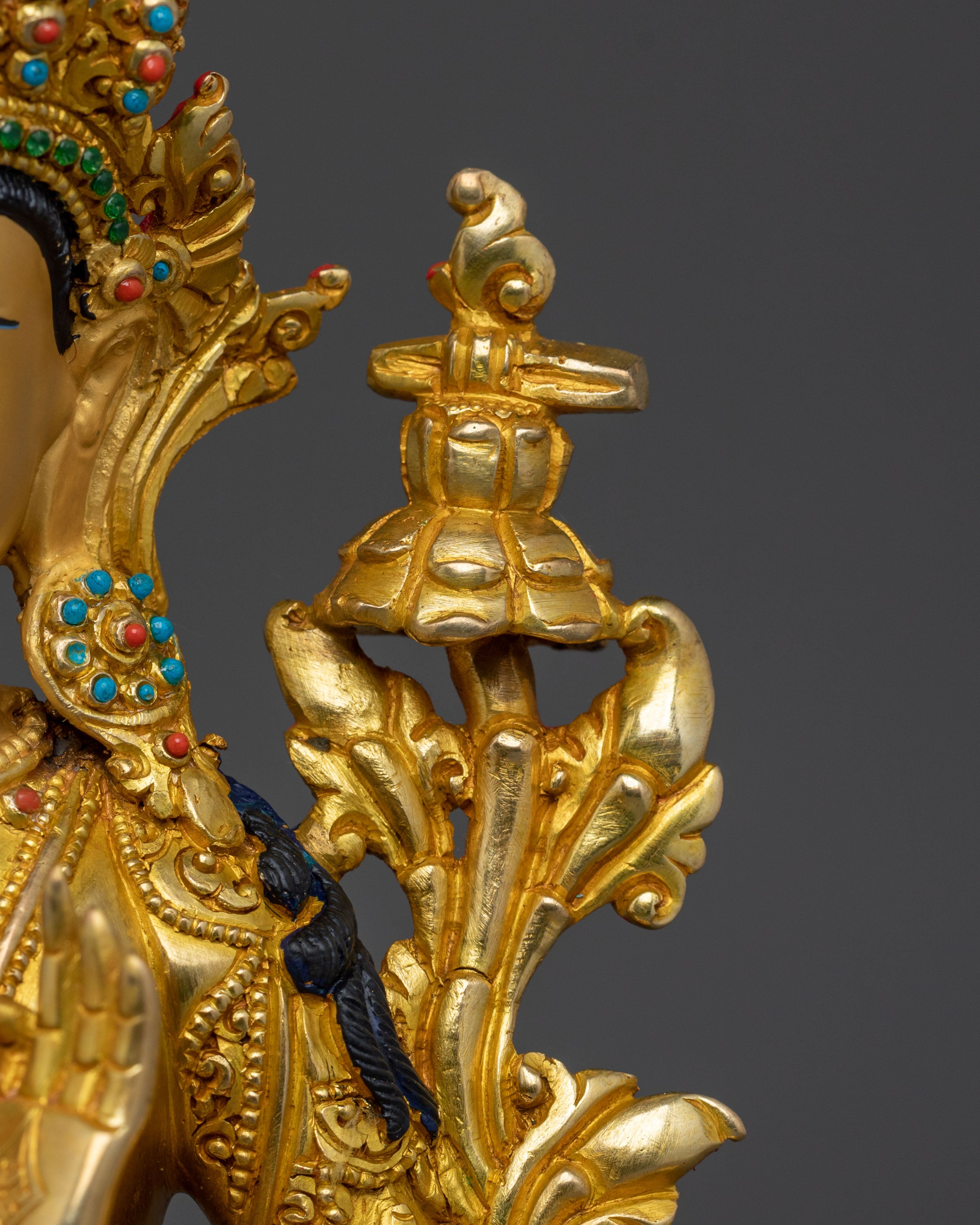 Manjushri Sword of Wisdom Handmade Sculpture | 24K Gold Gilded