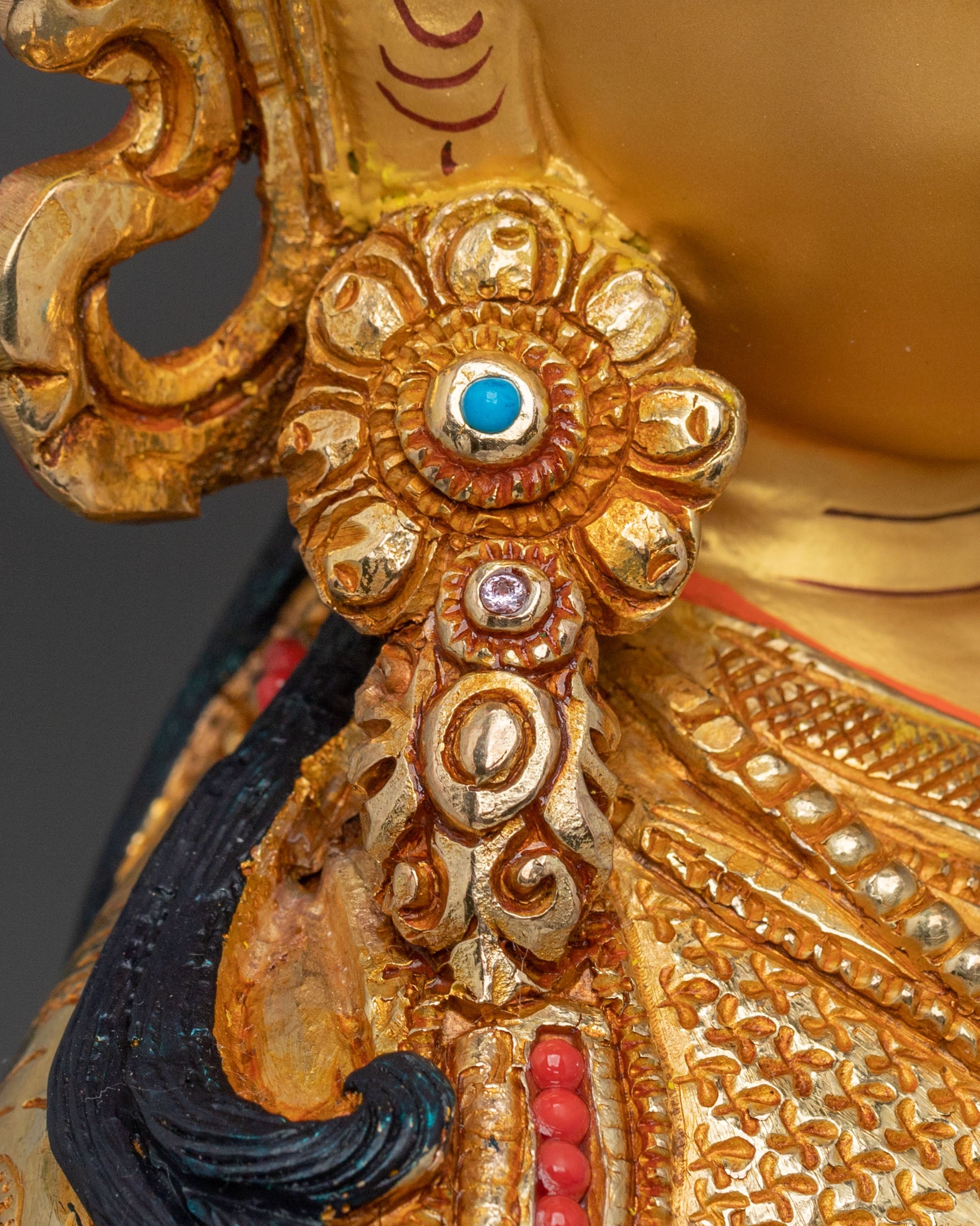 Guru Rinpoche Tibetan Figurine | 24K Gold Gilded Statue
