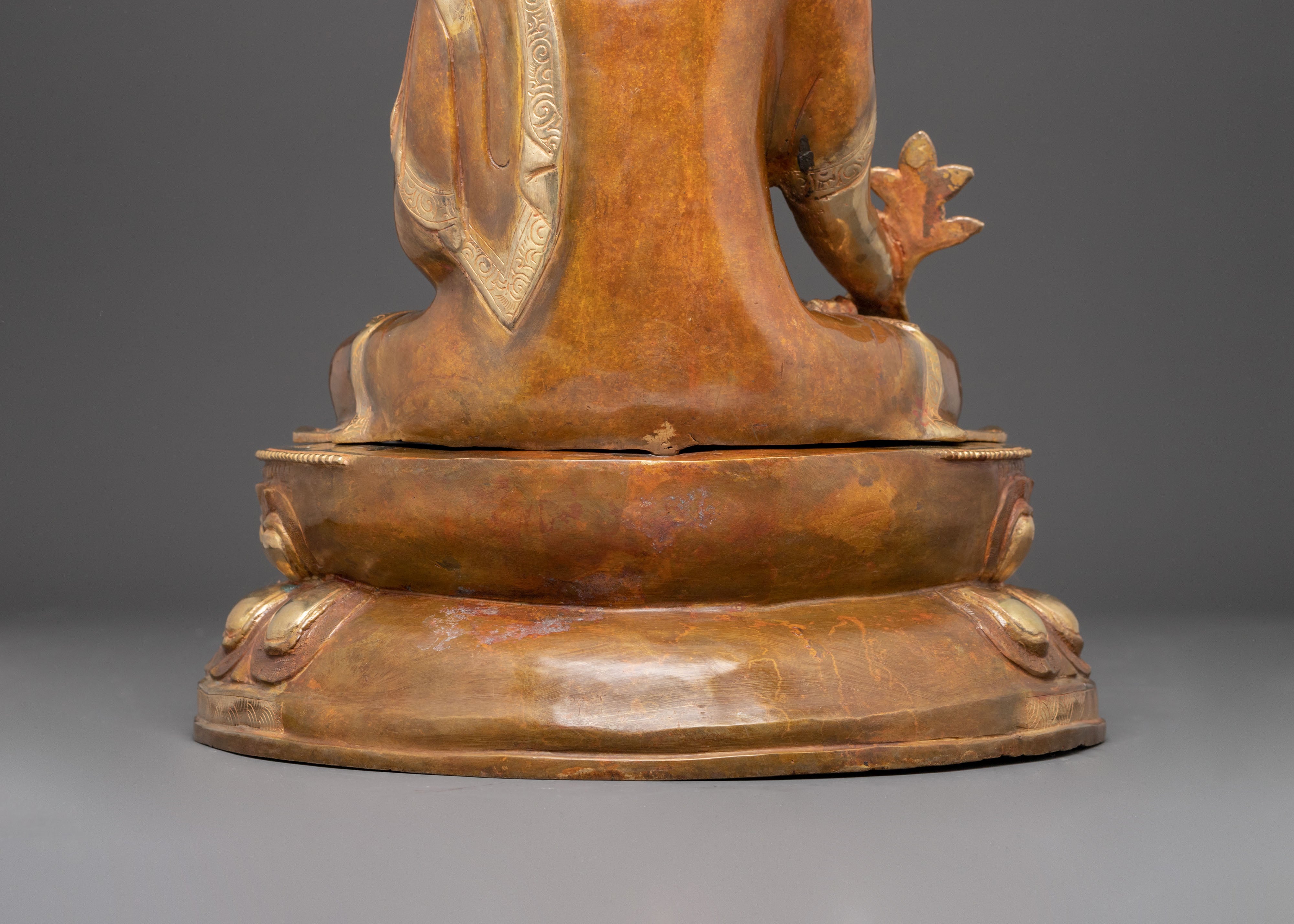 Healing Buddha Handcrafted Statue | Oxidized Copper with Gemstones