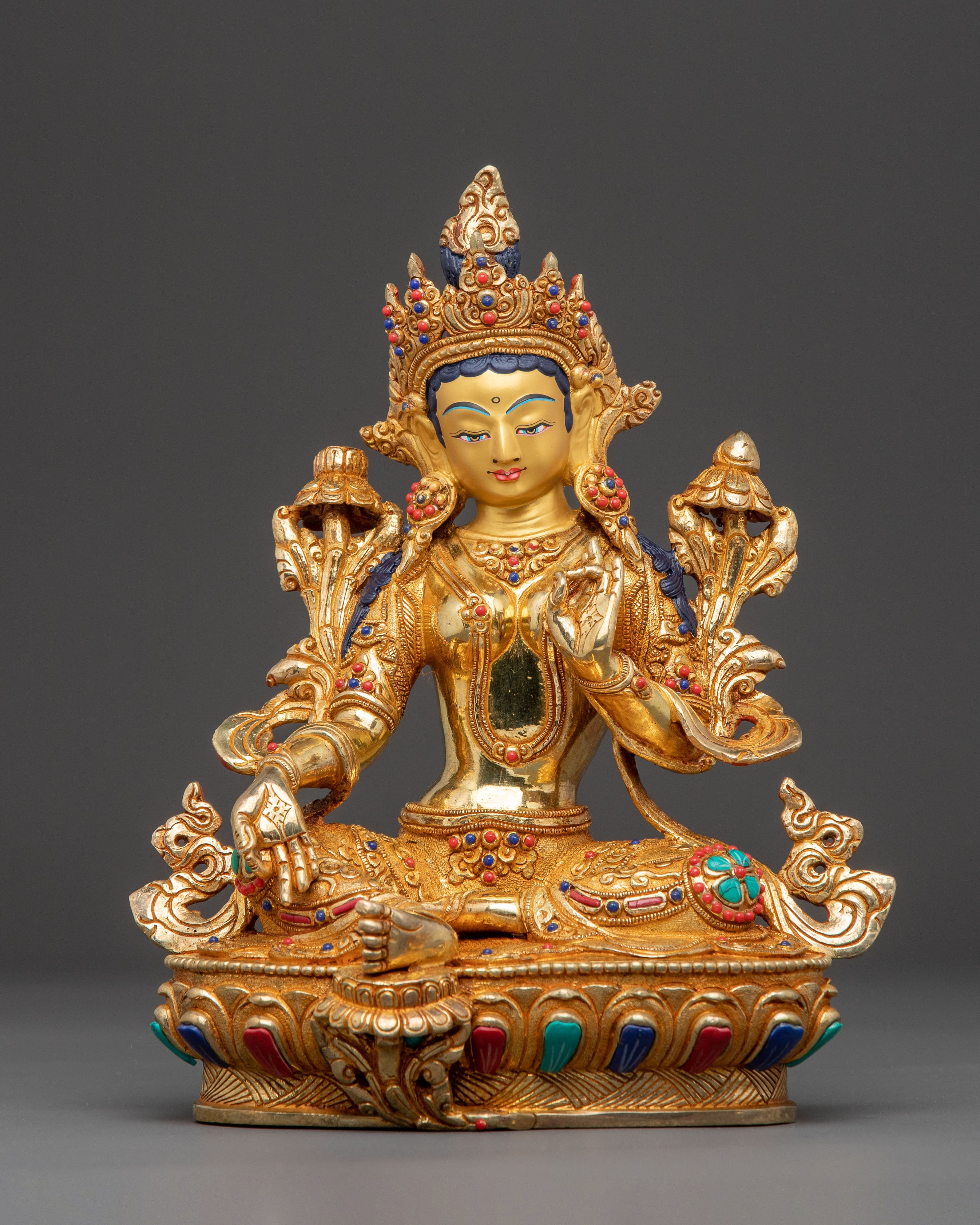 Serene Statue of Mother Green Tara | Tibetan Buddhist Goddess