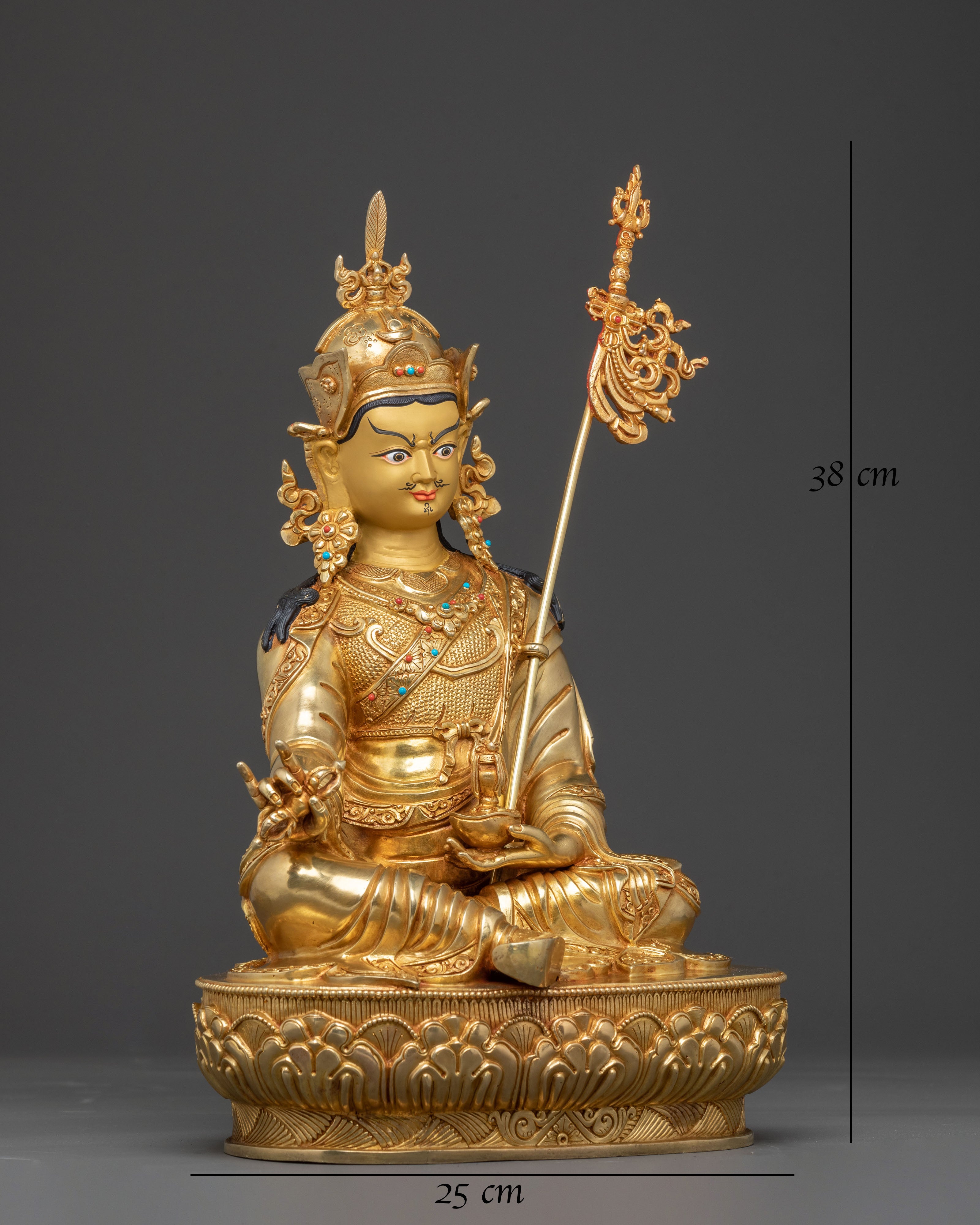 Guru Rinpoche Sacred Statue: Hand-Gilded Serenity