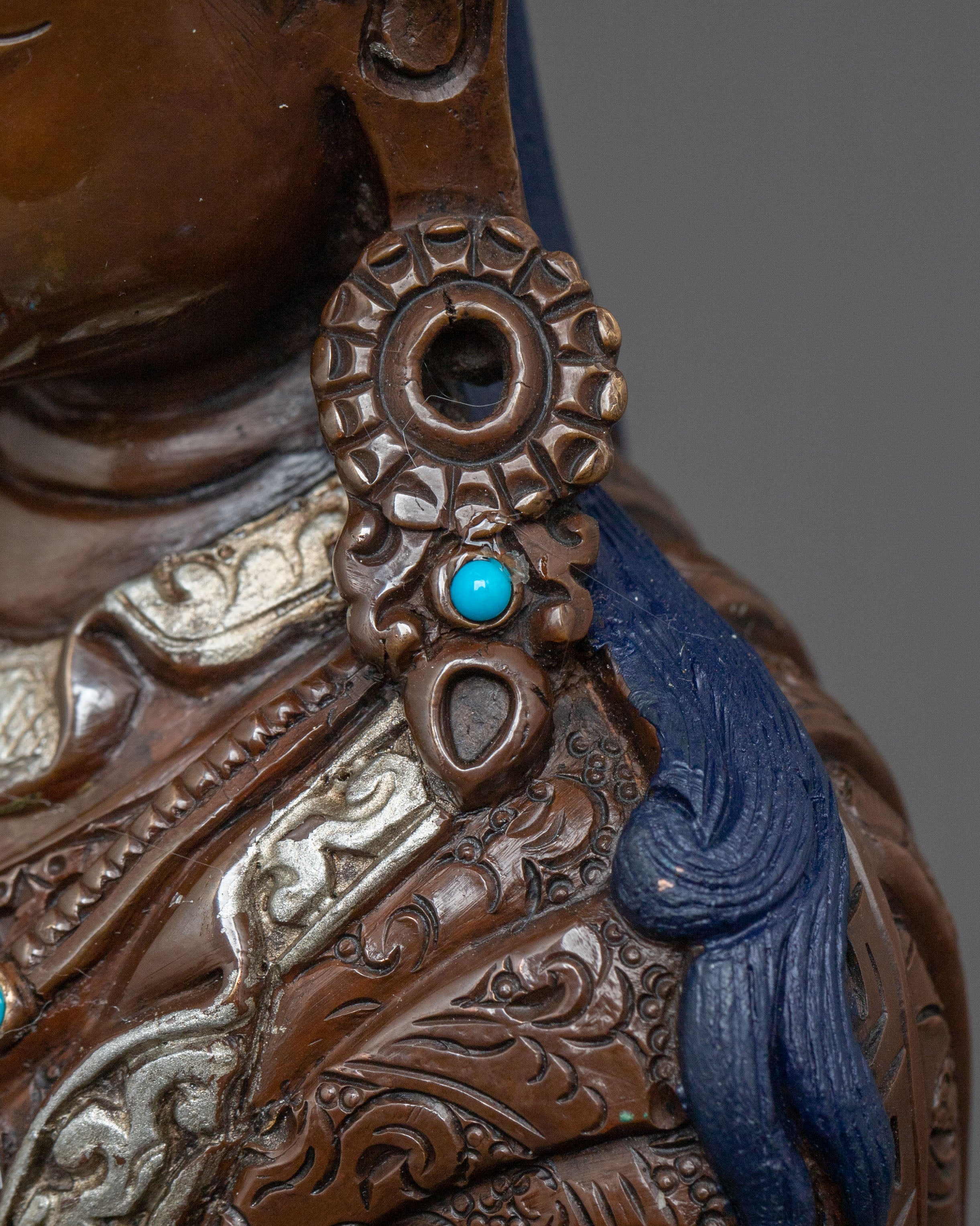 Guru Rinpoche Silver Plated Meditation Statue
