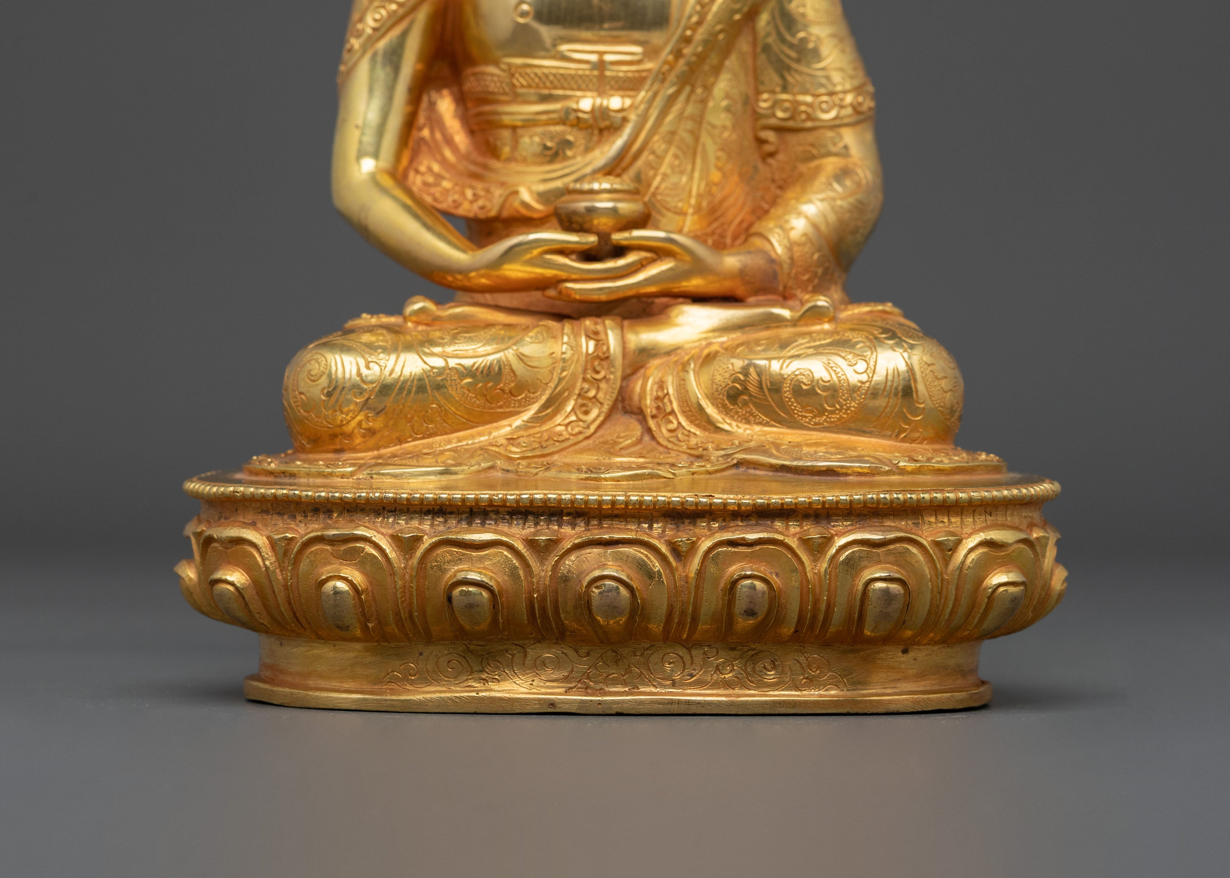 Amitabha Buddha Blessing Sculpture - 24K Gold Gilded
