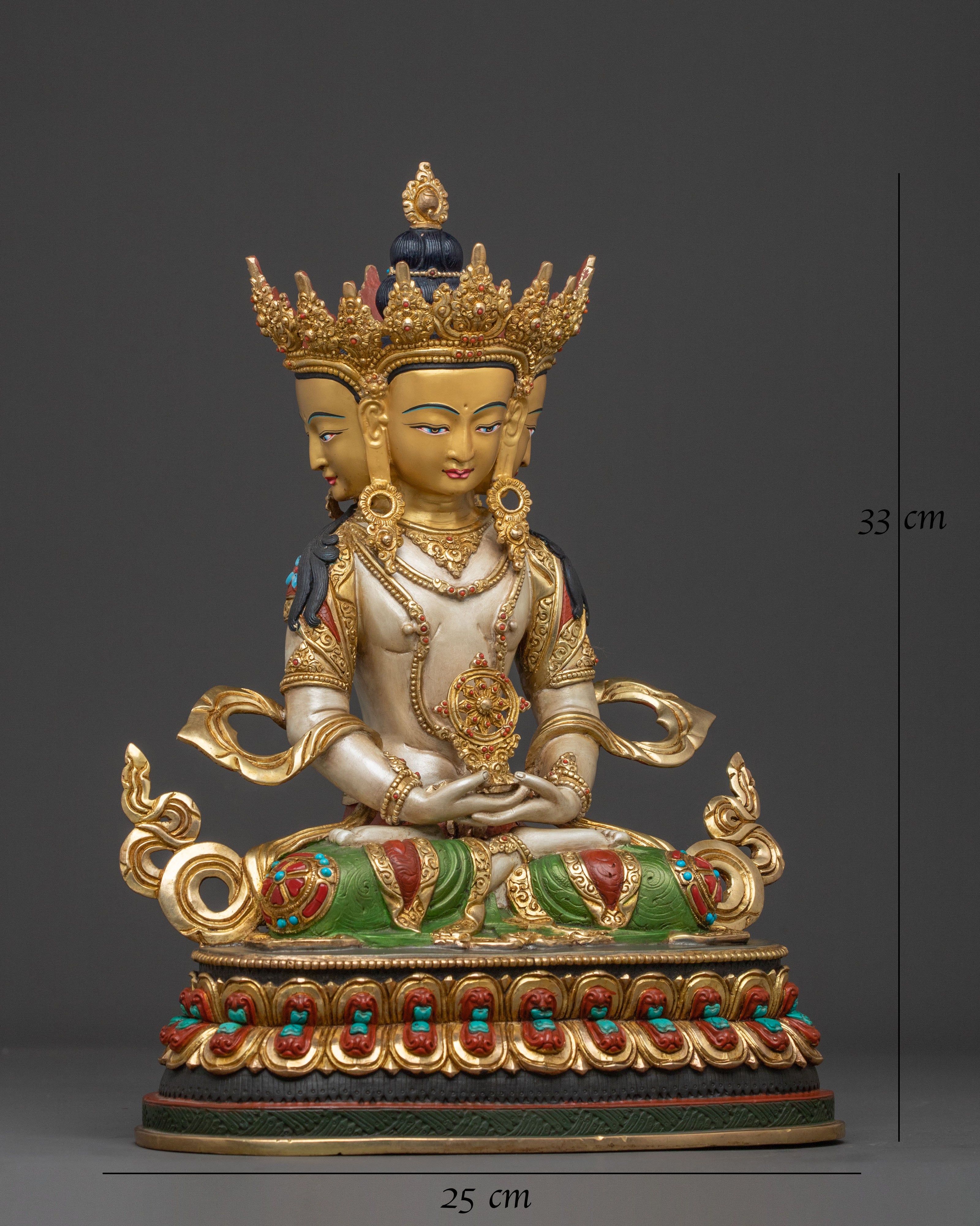 Handcrafted Vairocana Statue – 24K Gilded Copper