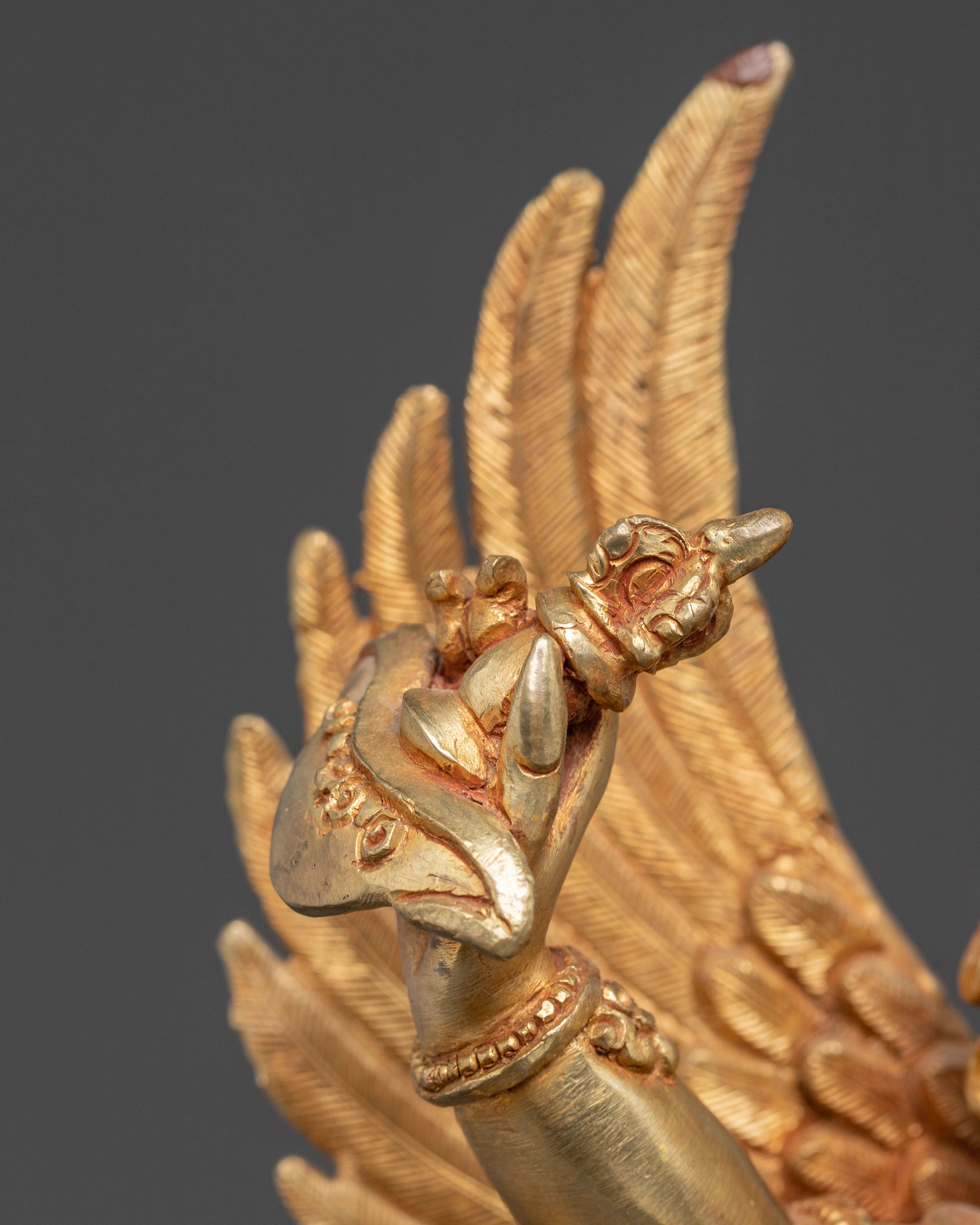 Golden Handmade Statue of Garuda | Divine Protector
