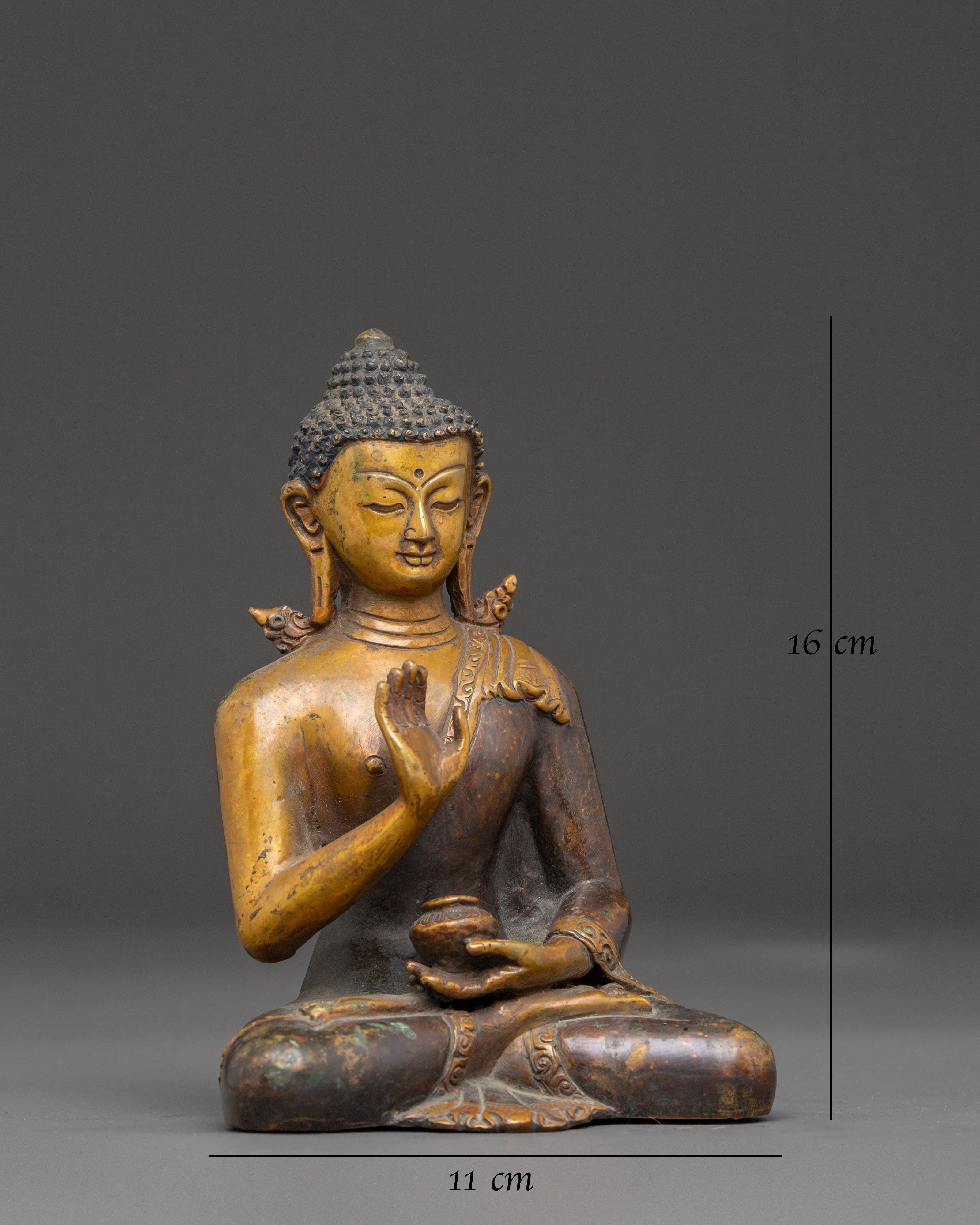 Handmade Amogasiddhi Oxidized Copper Statue | Altar Decor for Meditation