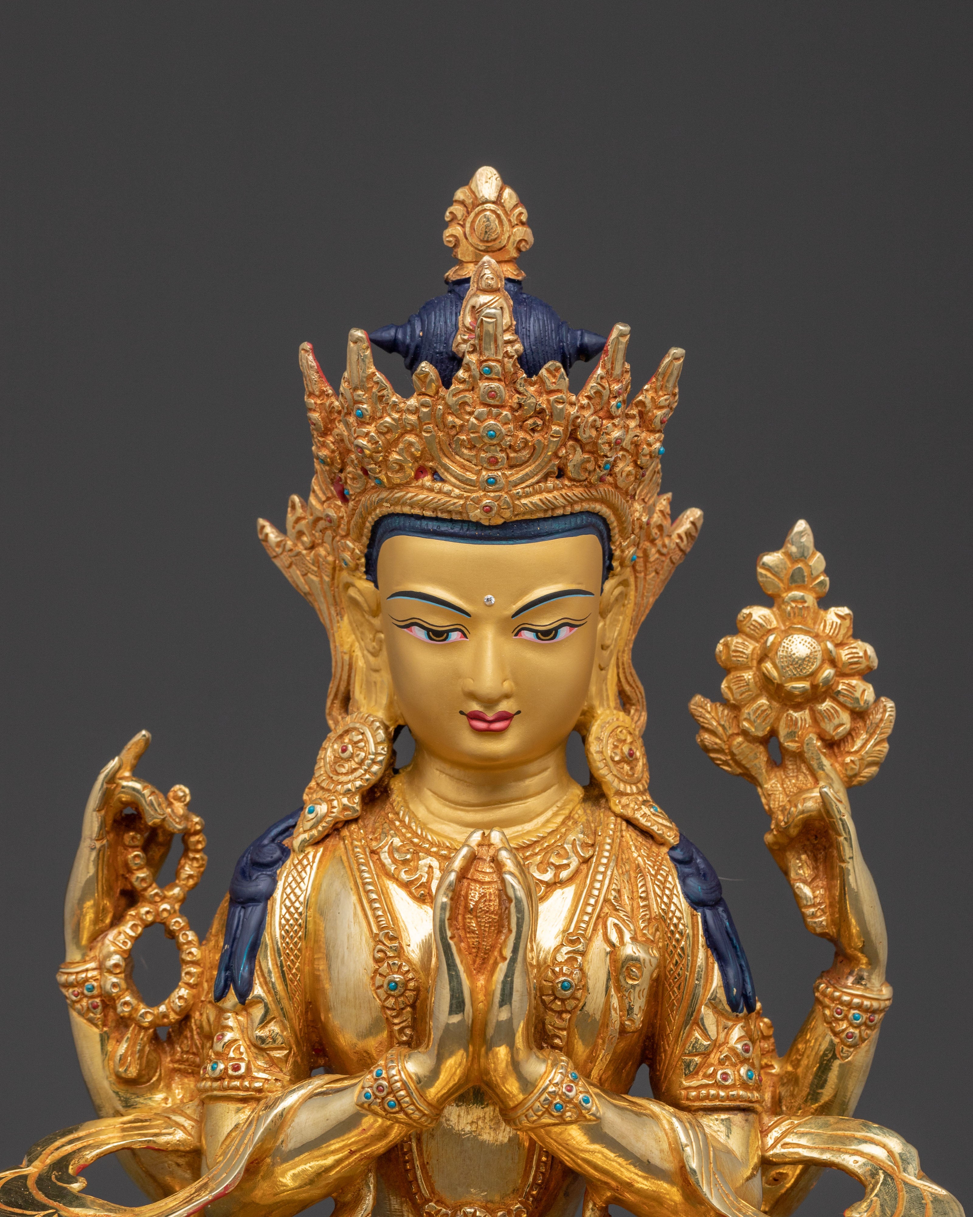 Handcrafted Blessing Statue of Chenrezig | Compassion Deity Sculpture