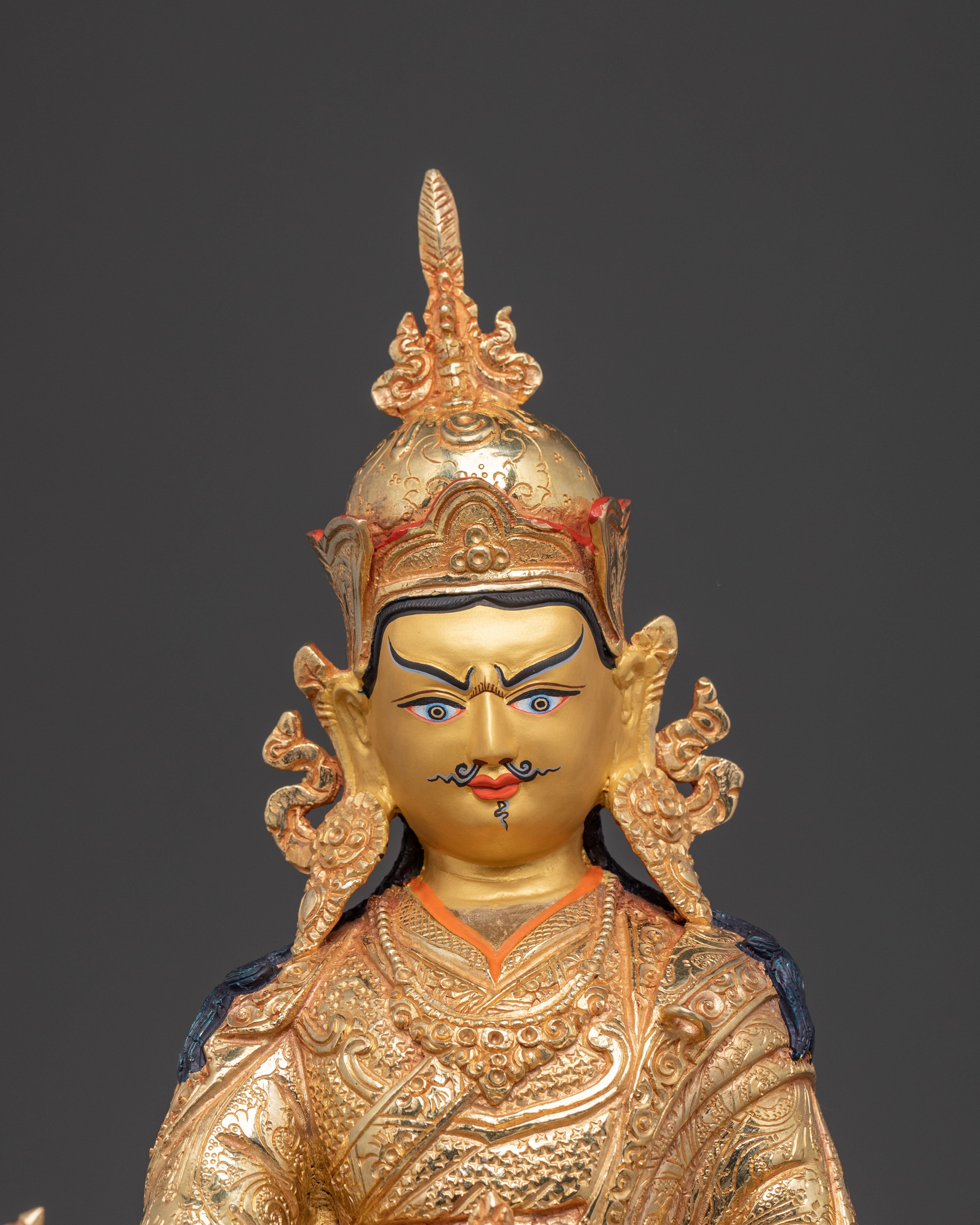 Guru Rinpoche Spiritual Statue – Handcrafted Gold Gilded Statue