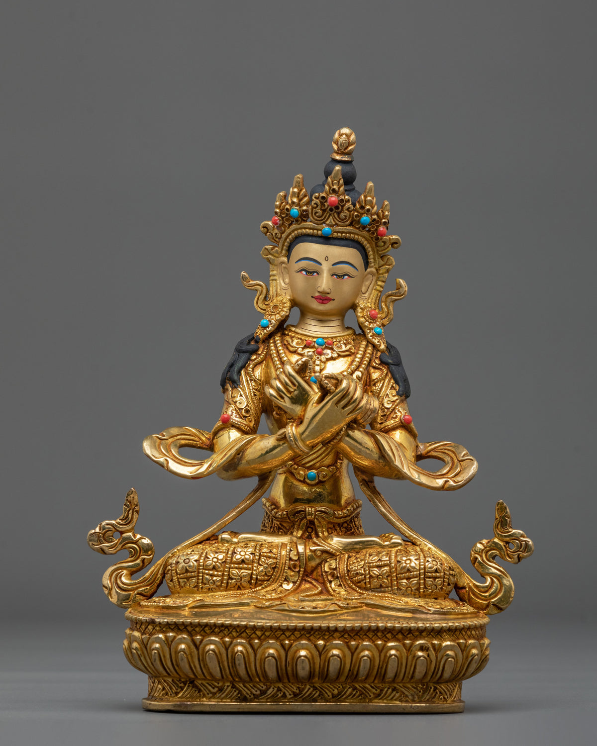 Vajradhara Copper Statue | Gemstones Adorned Figurine