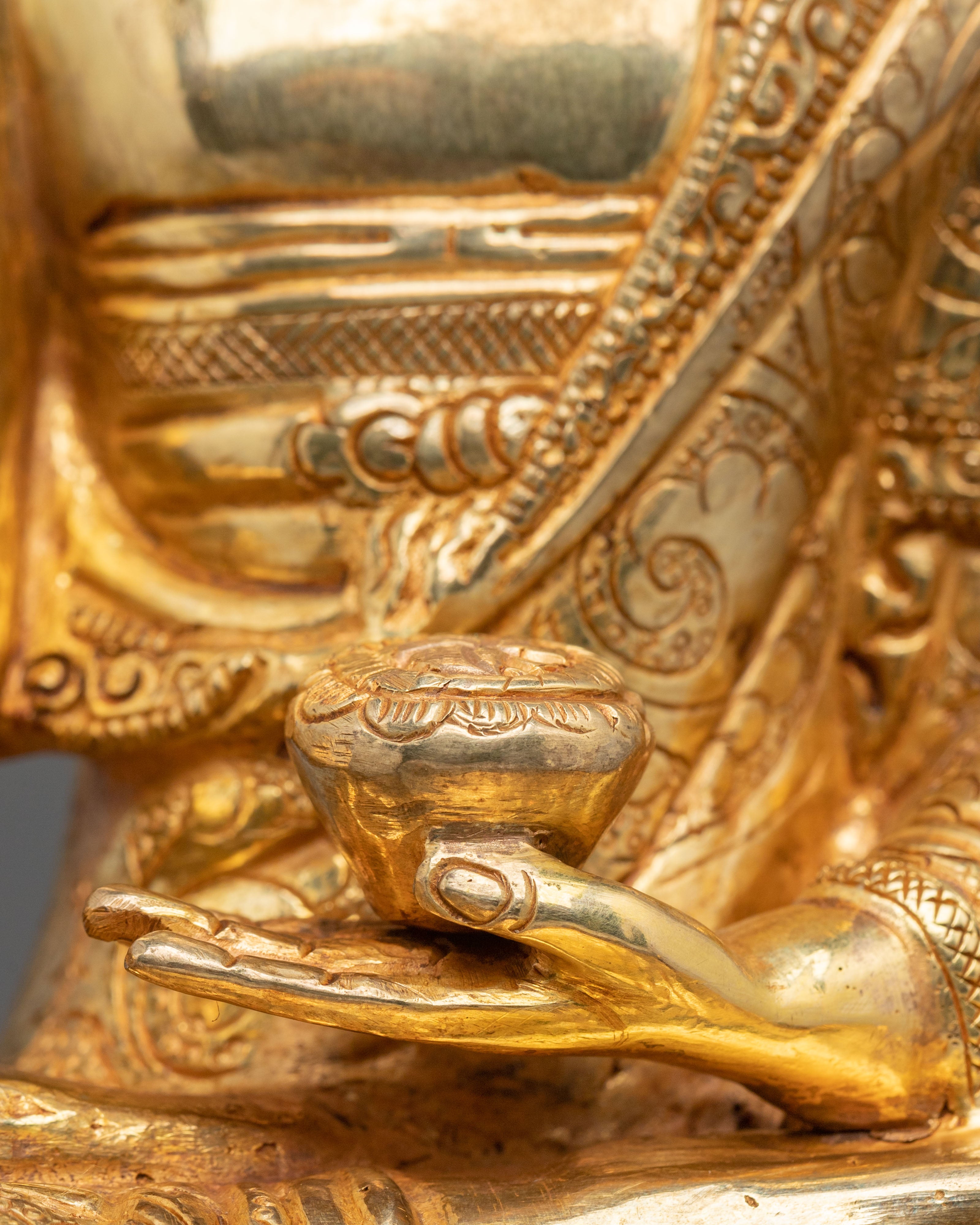 Shakyamuni Buddha Sacred Sculpture with Throne | Symbol of Wisdom Peace