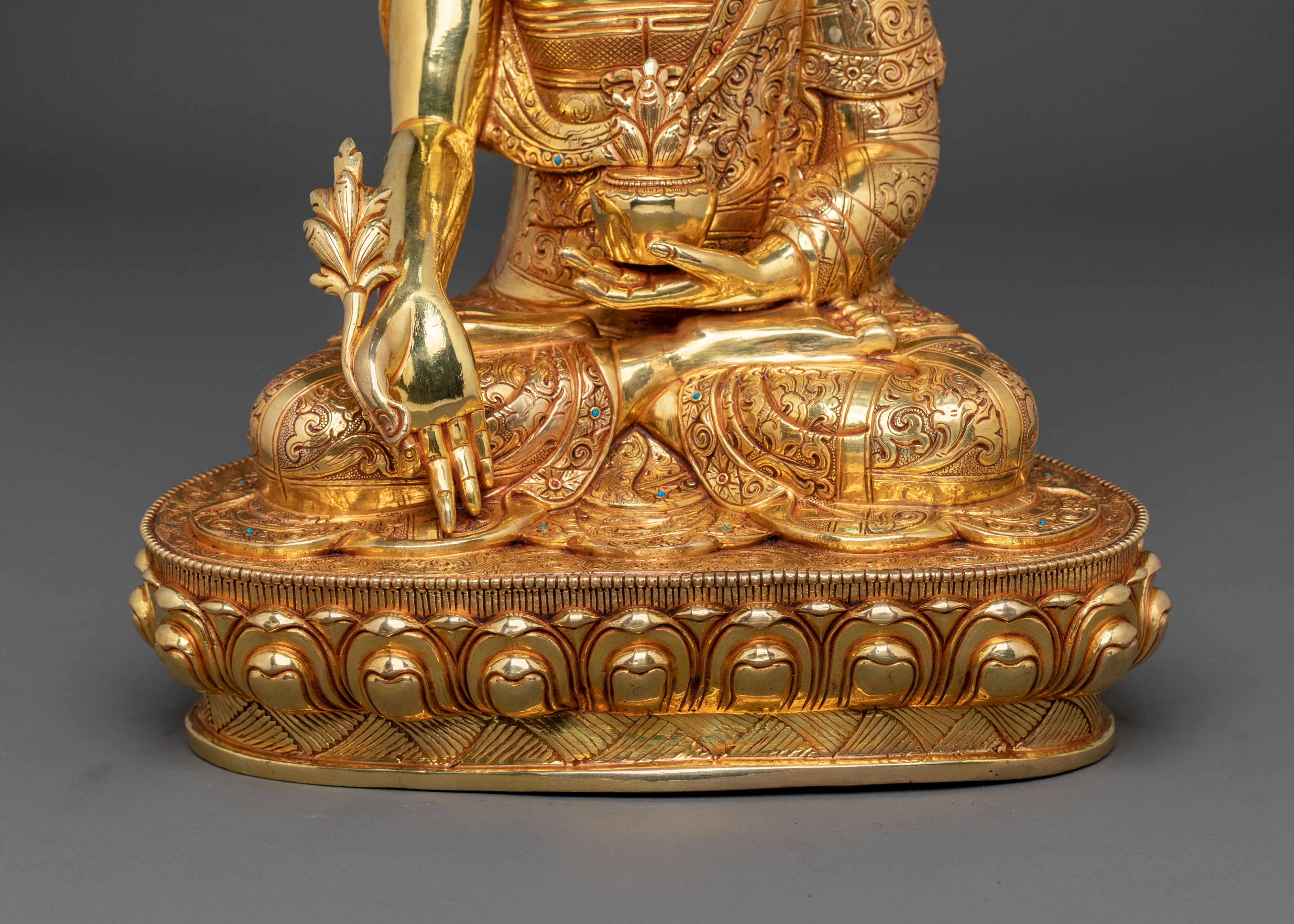 Medicine Buddha Statue | 24K Gold Gilded Healing Figure