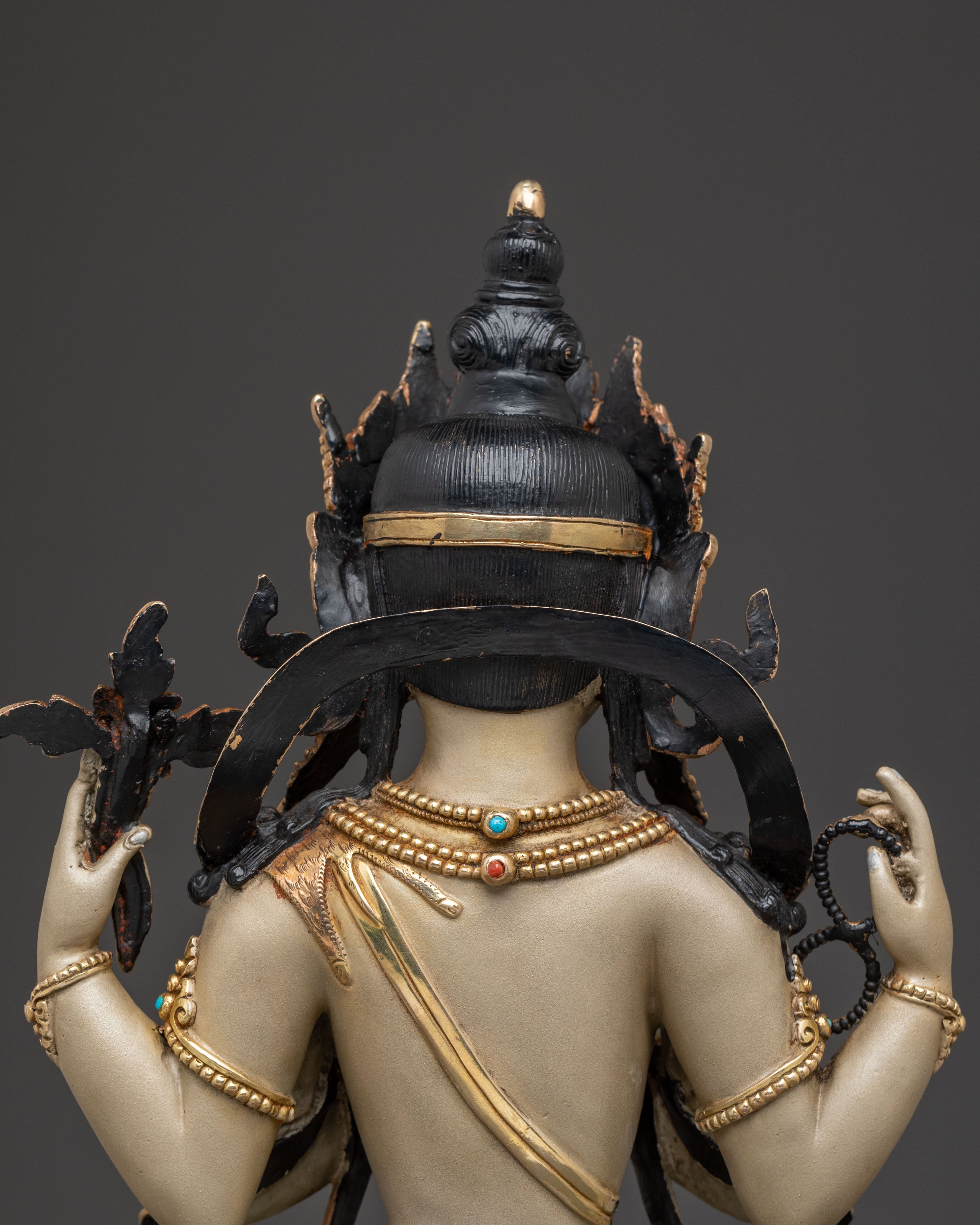 Chenrezig Sacred Compassion Statue: Gold-Plated Devotion