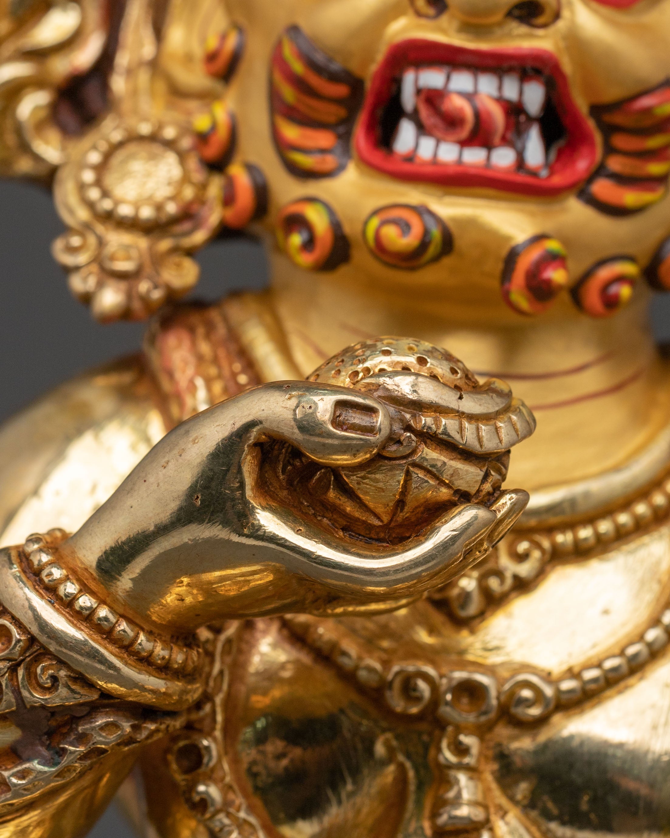 Black Dzambhala Fire Gold Gilded Statue | Wealth God