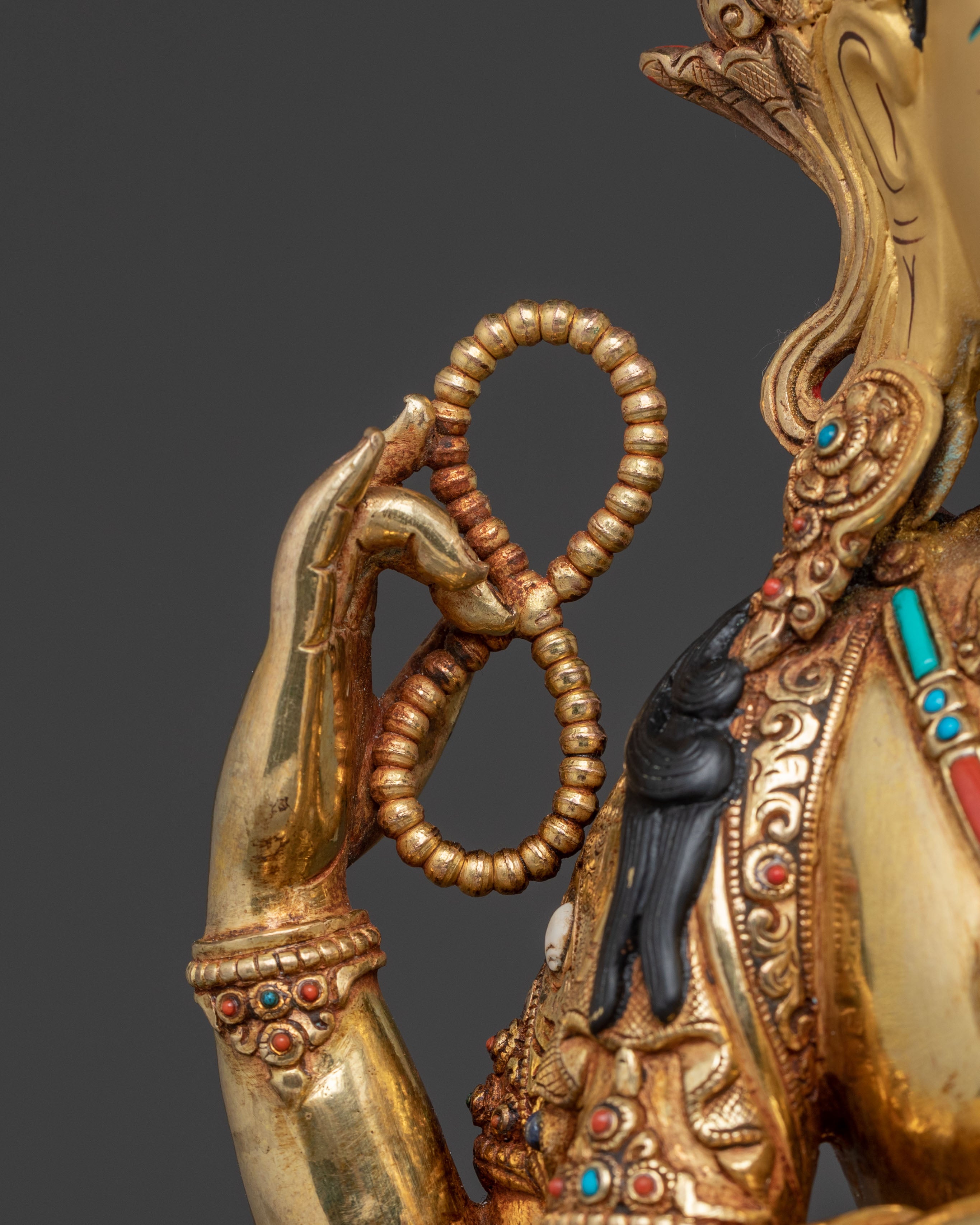 Chenrezig Gold Gilded Copper Statue