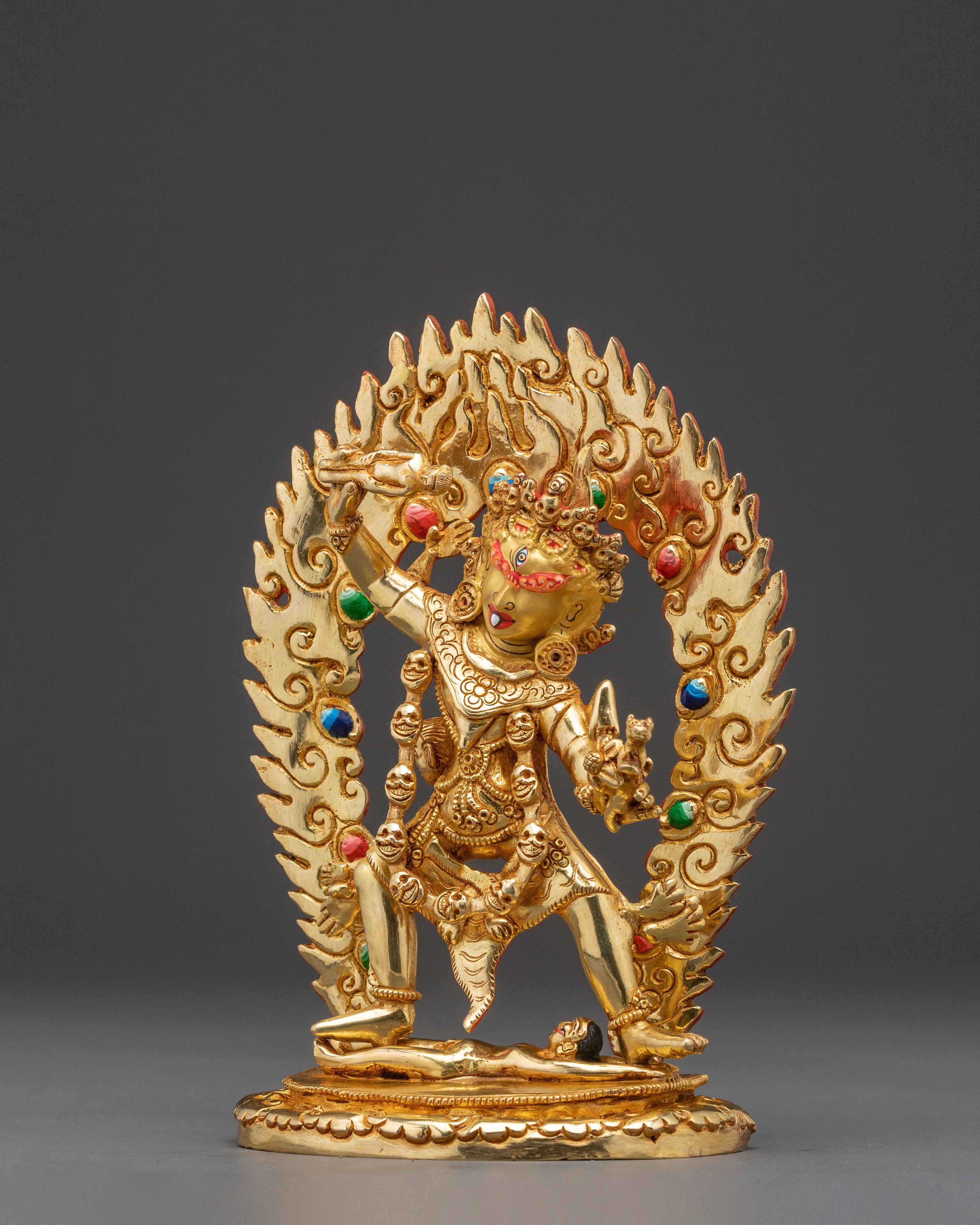24k Gold Gilded Ekajati Statue: Fierce Protector