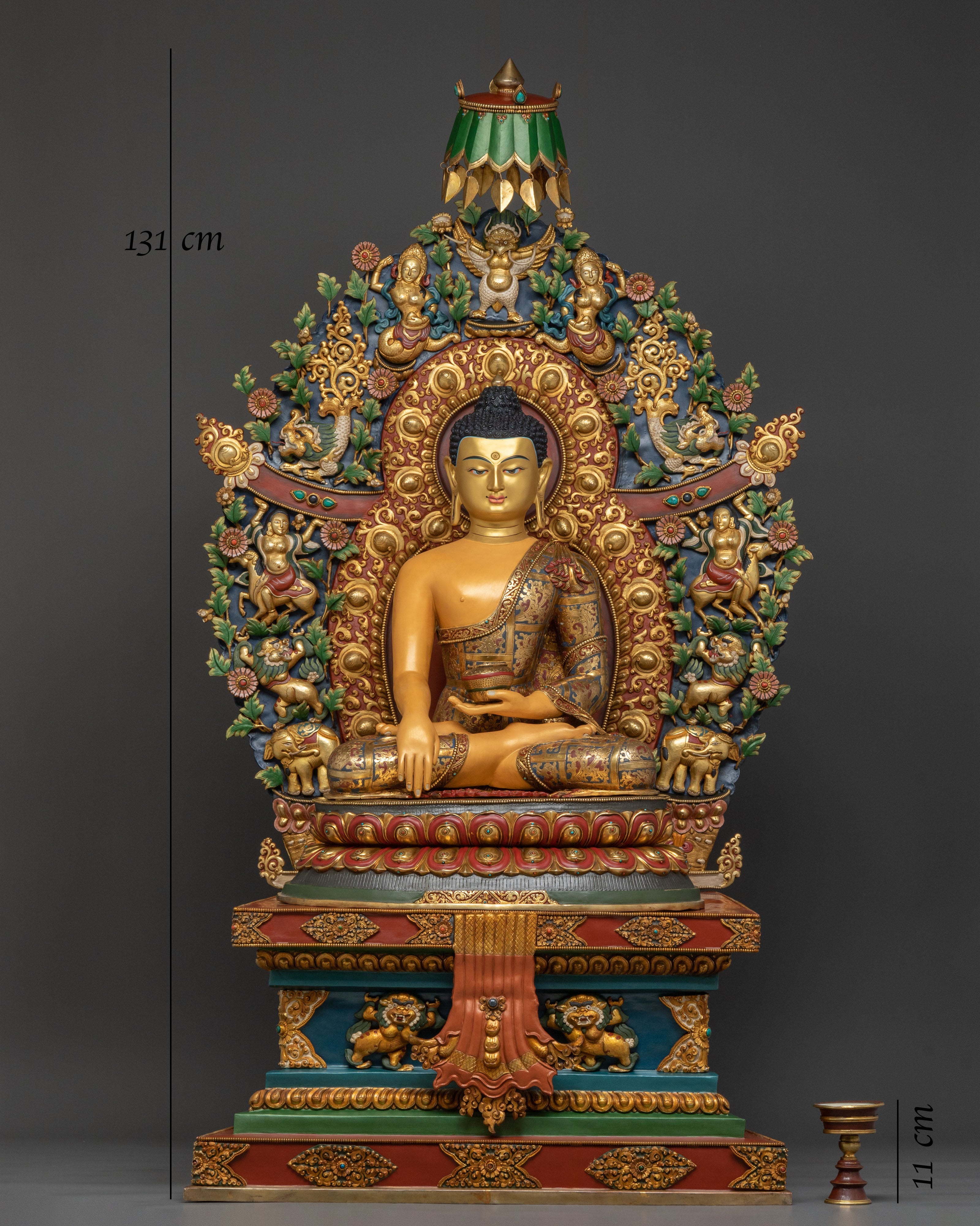 Shakyamuni Buddha Sacred Figurine on Throne | Home Decor