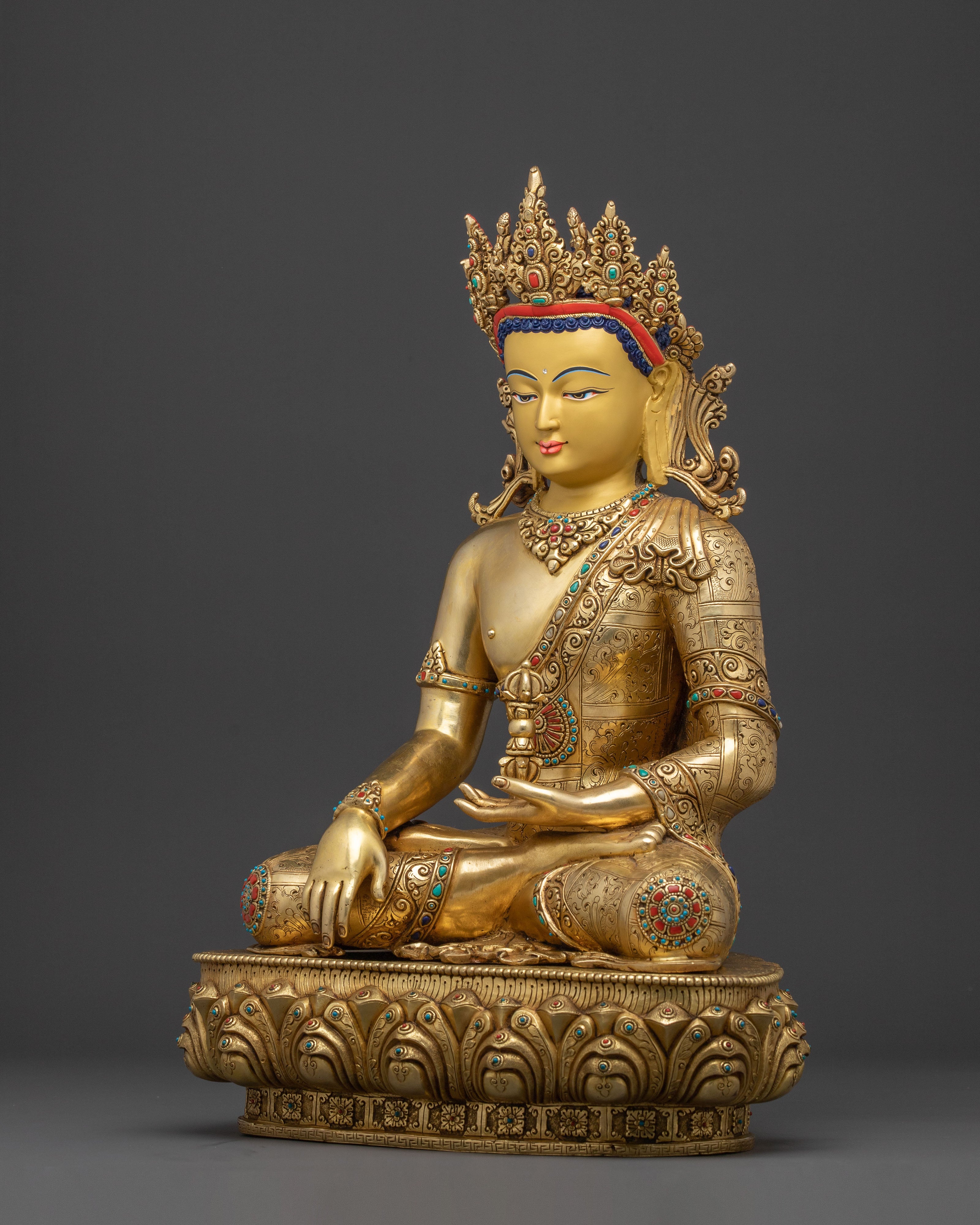 Mitrugpa Buddhist Protector Statue – Exquisite 24K Gold Gilded Artistry