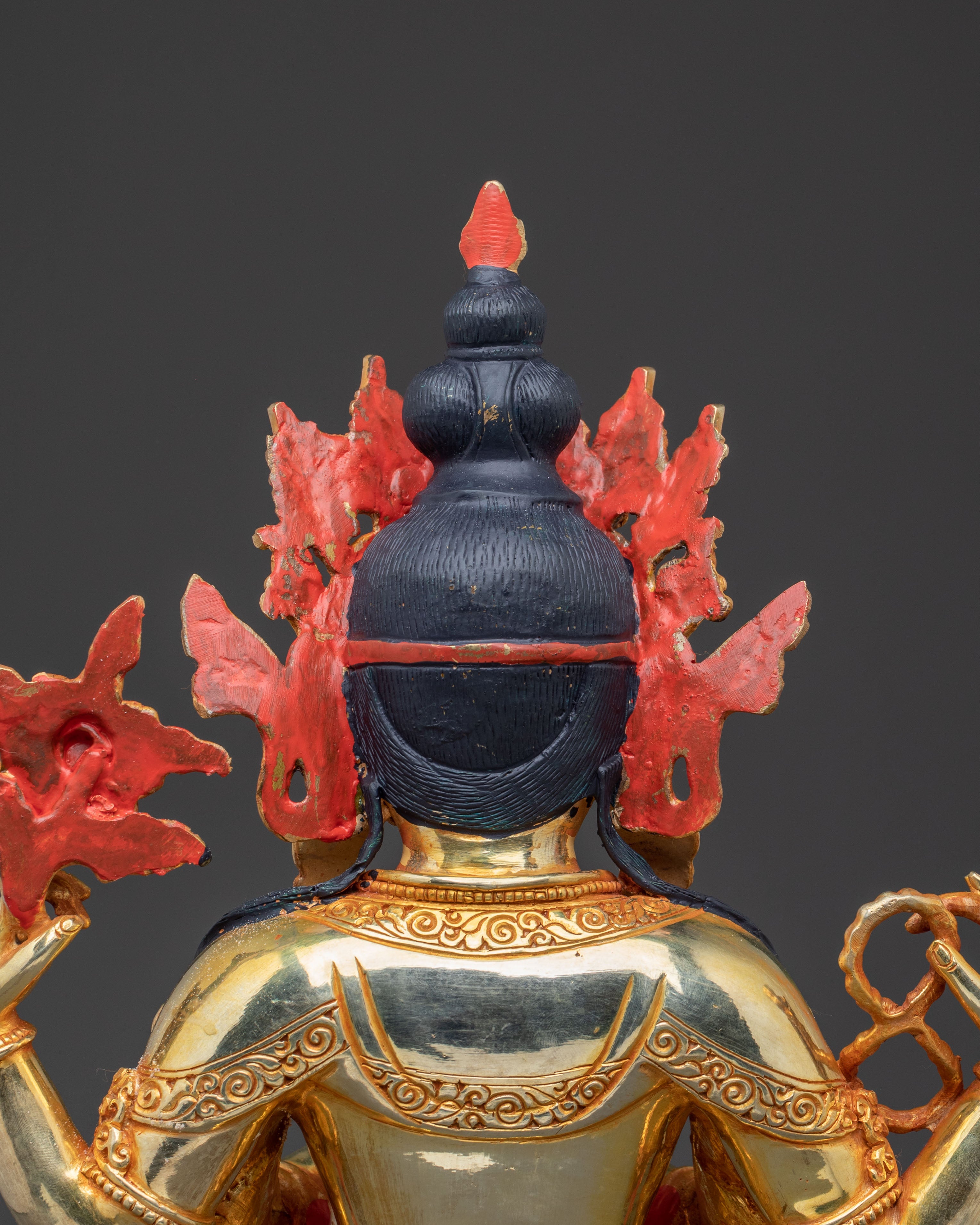 Chenrezig Buddha Statue - 24K Gold Gilded Copper Avalokiteshvara