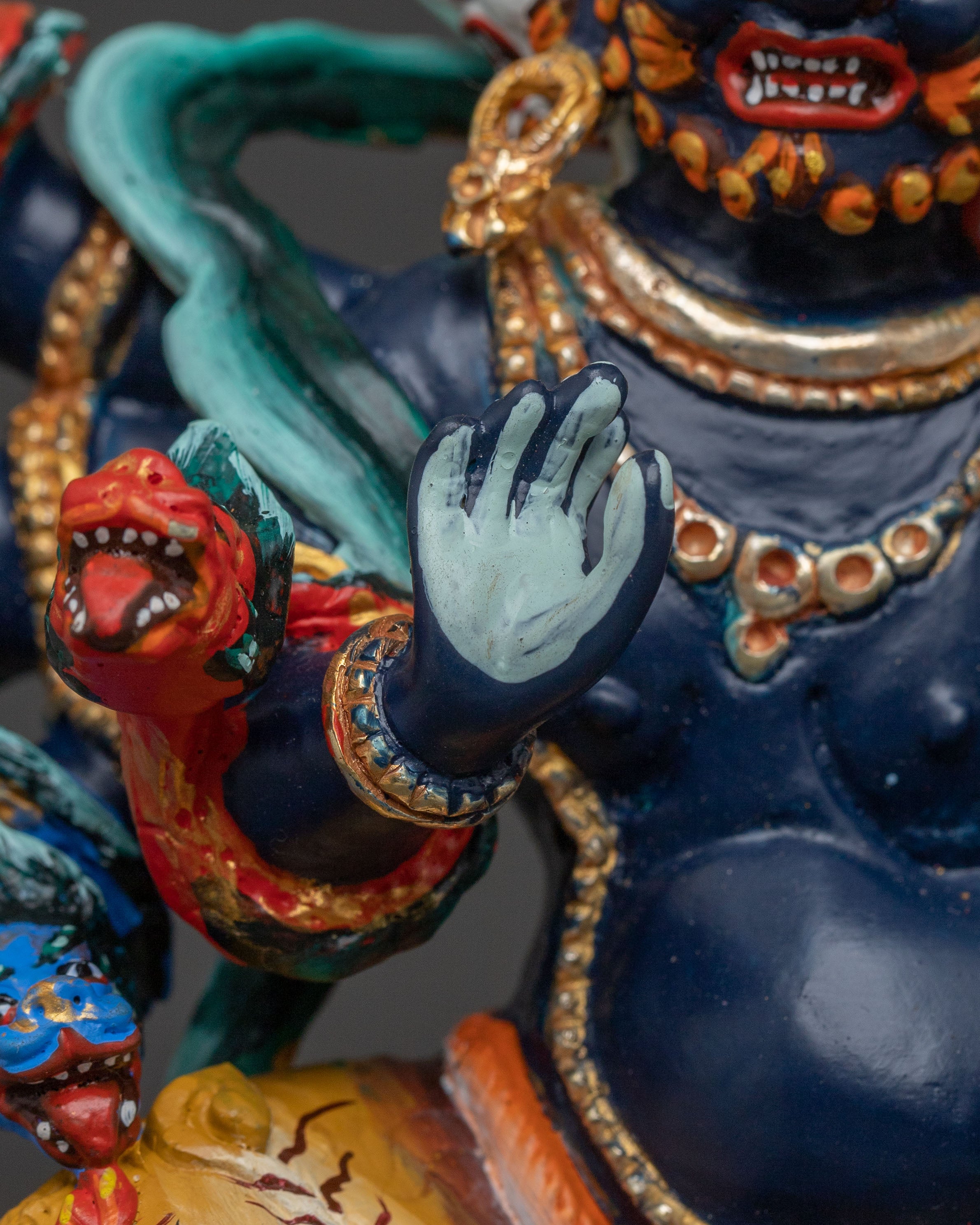 Uchusma Statue: Hand-Painted Copper Divinity