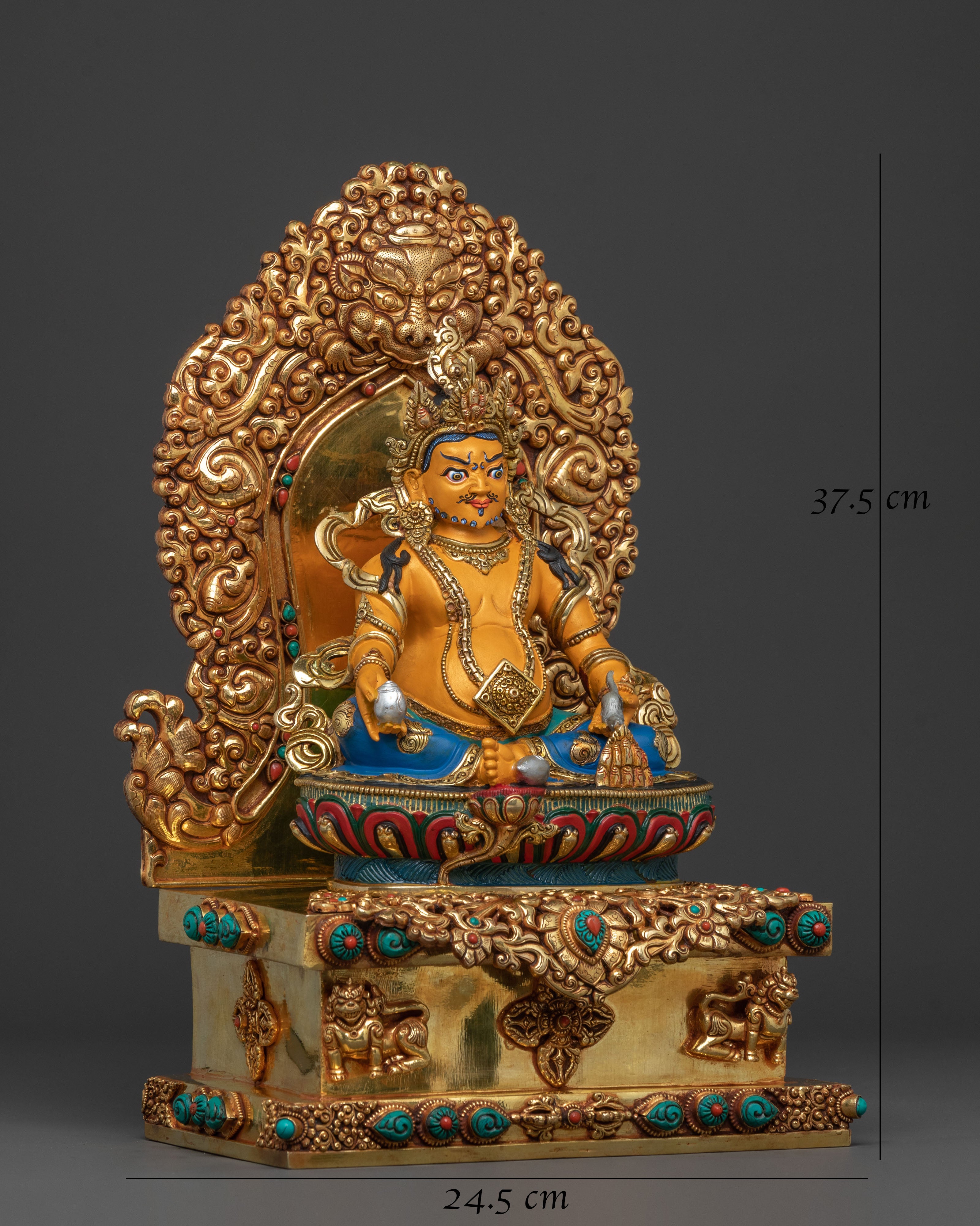 Dzambhala Statue on Throne | Traditional Figurine