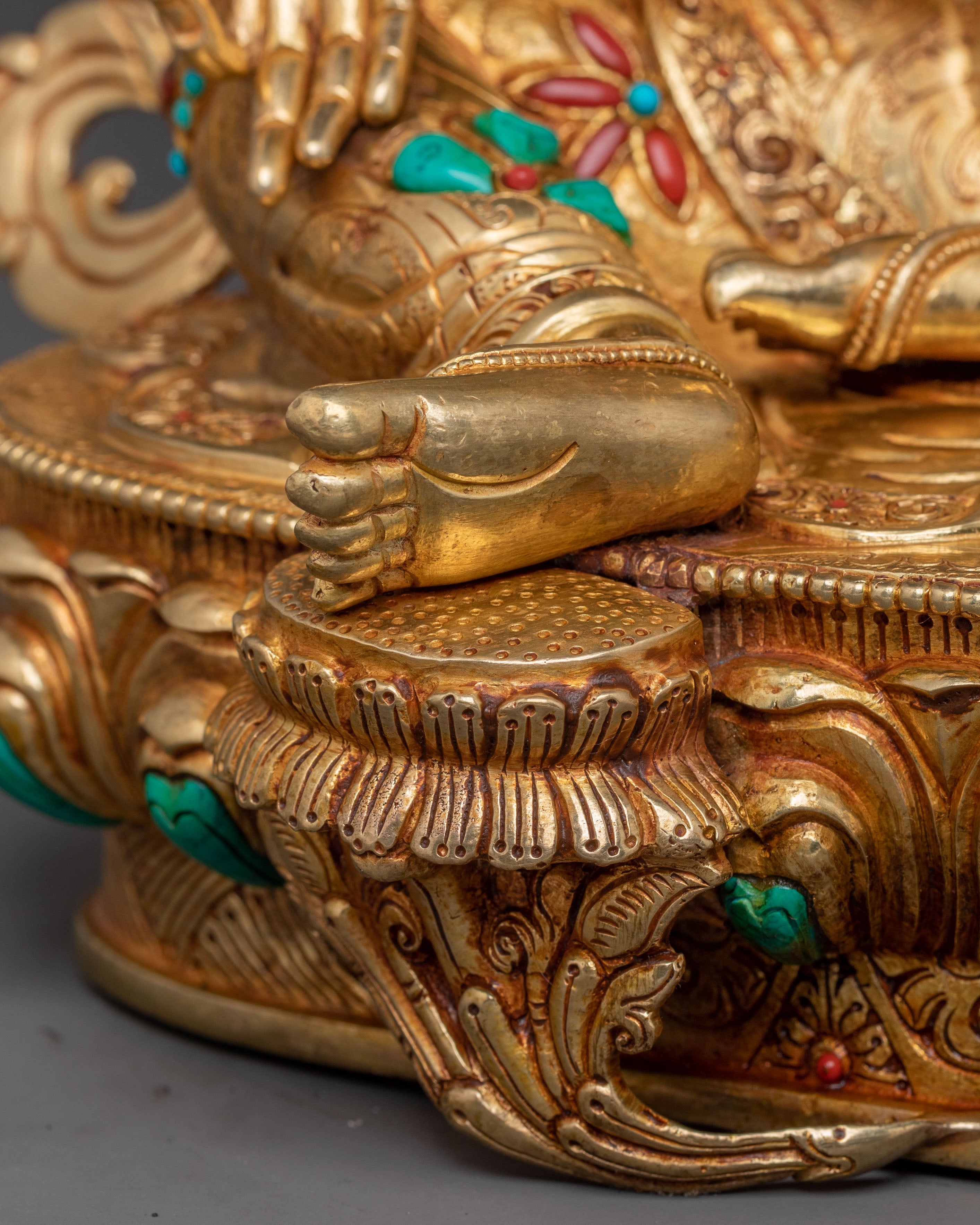 24k Gold Gilded Copper Green Tara Sculpture – Exquisite Himalayan Artistry