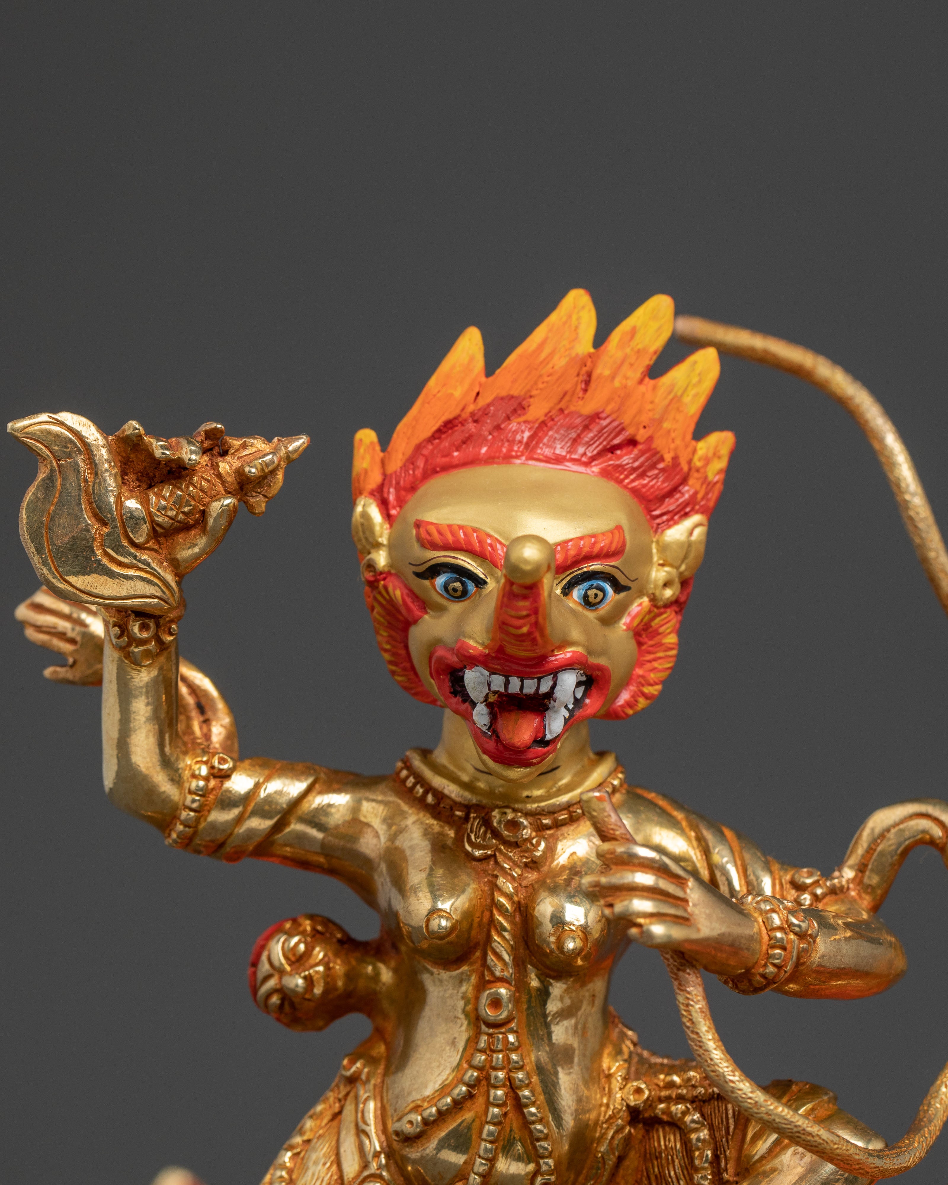 Palden Lhamo Wrathful Protector Statue: Fierce Protector Goddess