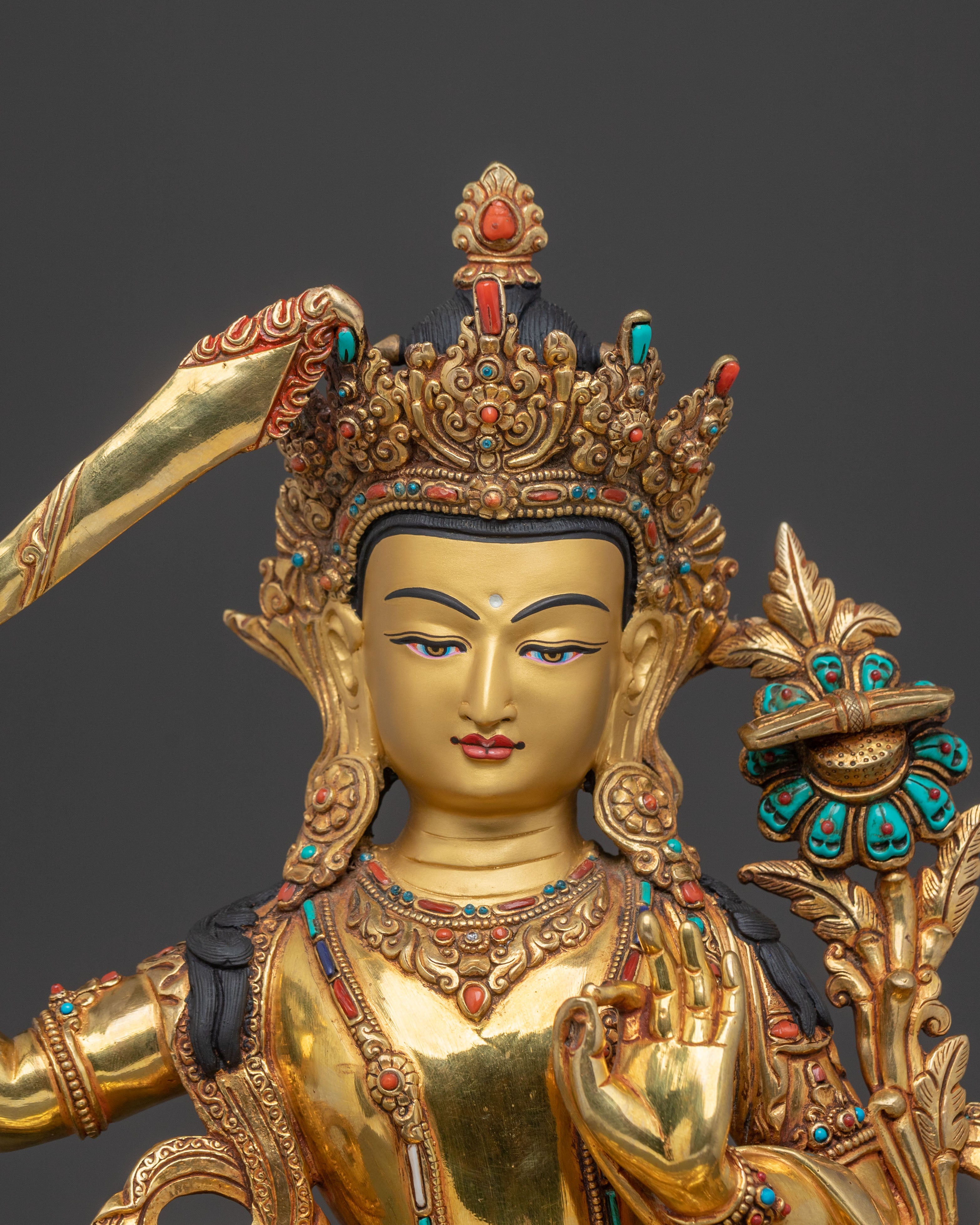 Manjushri Golden Figurine | Made In Nepal