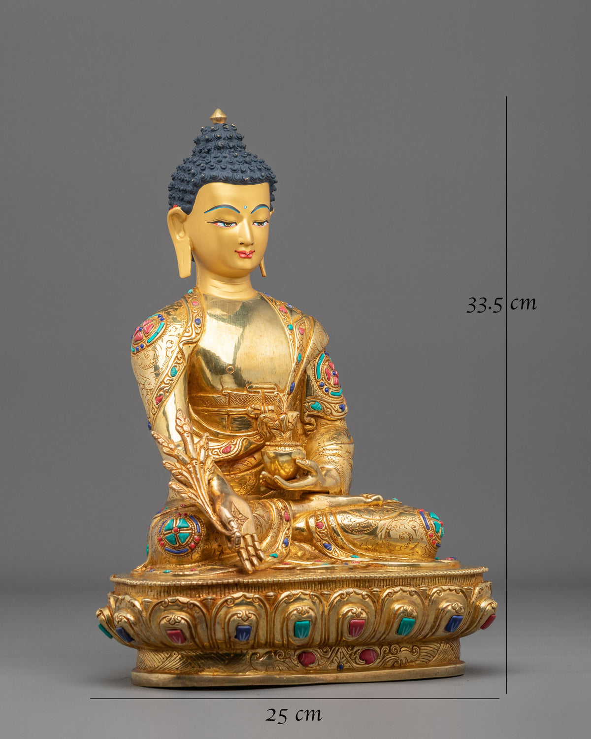 Hand-Gilded Handmade Medicine Buddha Sculpture of Healing