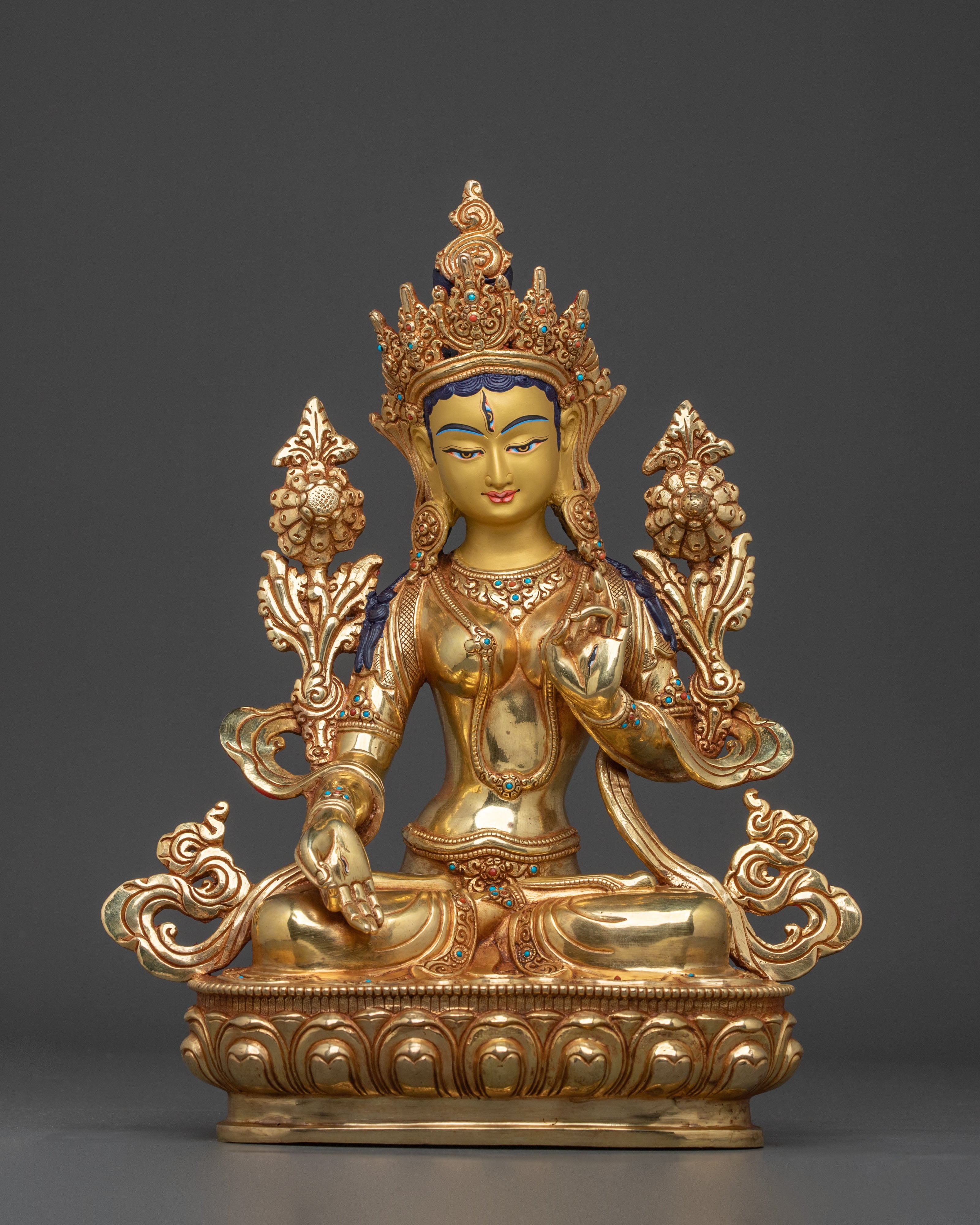 Handmade White Tara Goddess Sculpture | Meditation Altar Decor