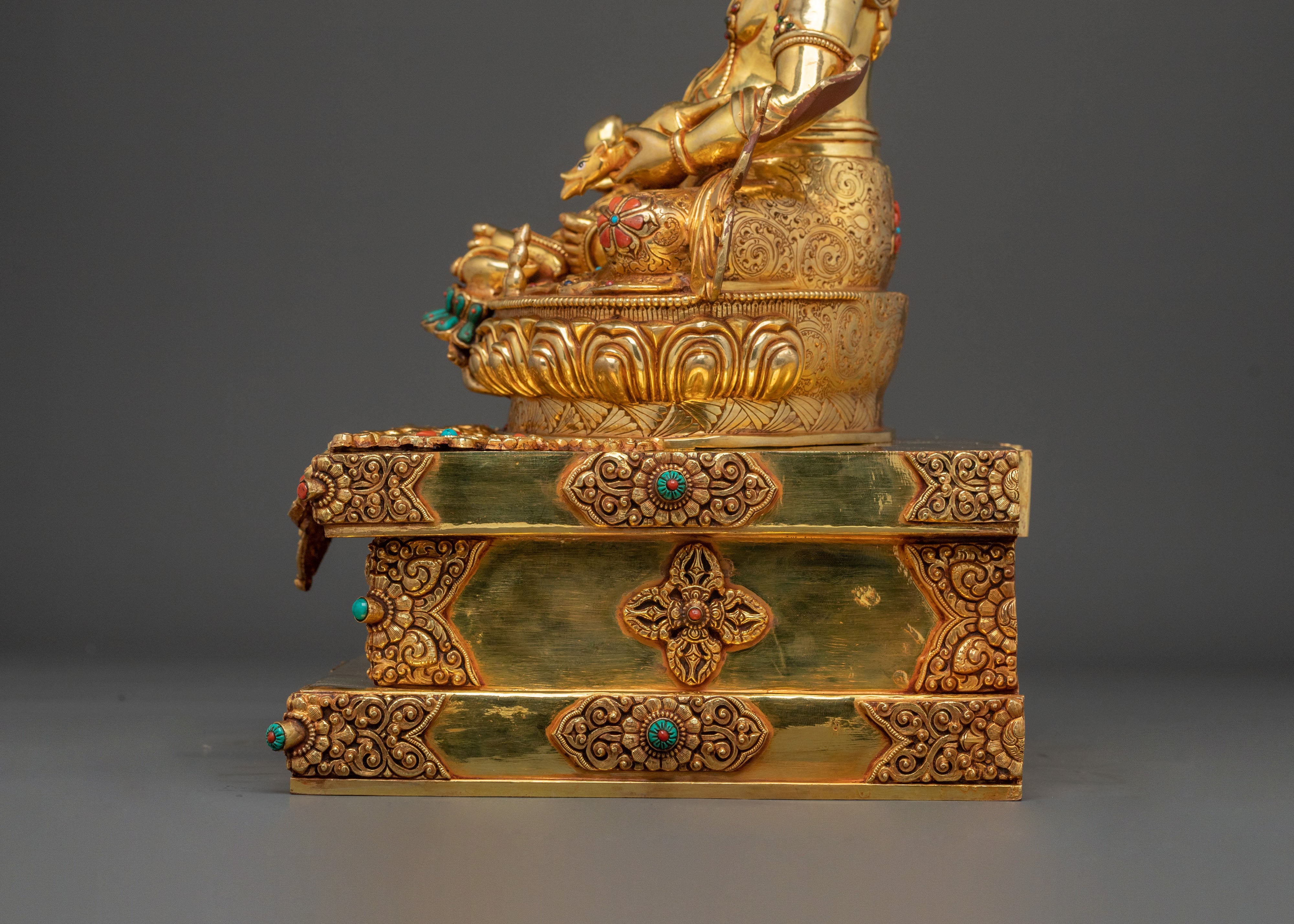 Dzambhala Statue on Throne | Sacred Tibetan Figurine