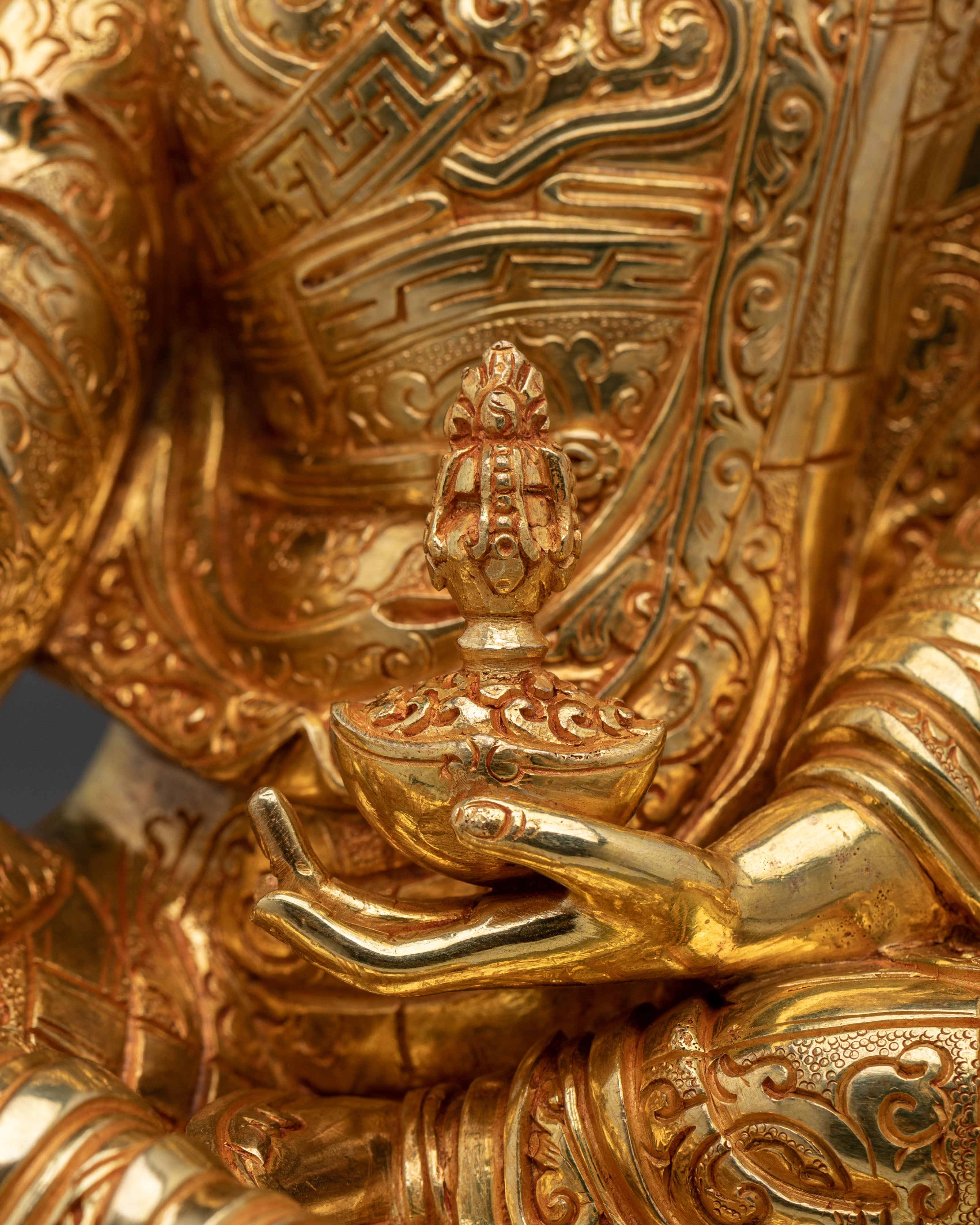 Lotus Born Guru Rinpoche Statue | 24K Gold Gilded