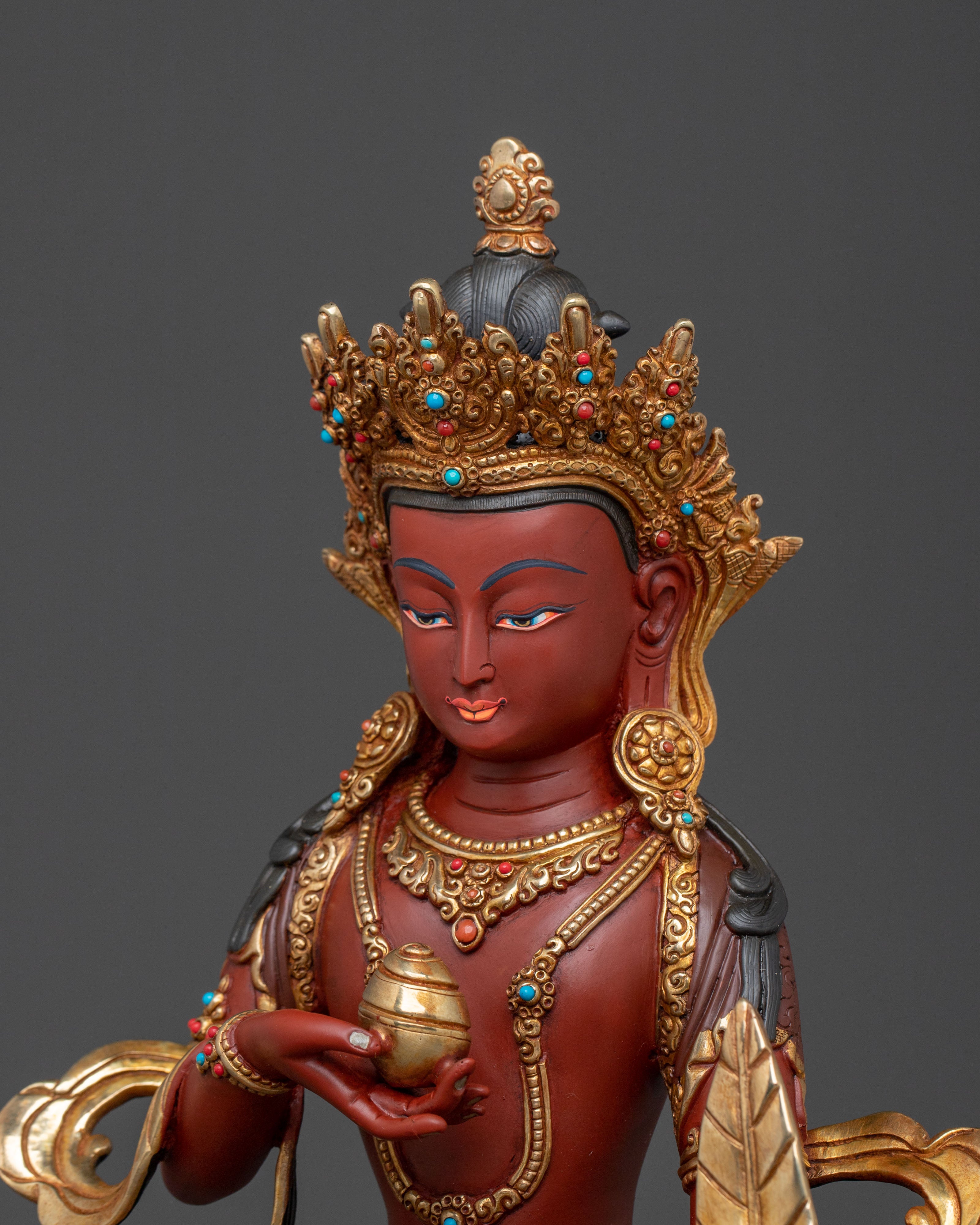 24K Gold Gilded Ksitigarbha Statue | Spiritual Figurine