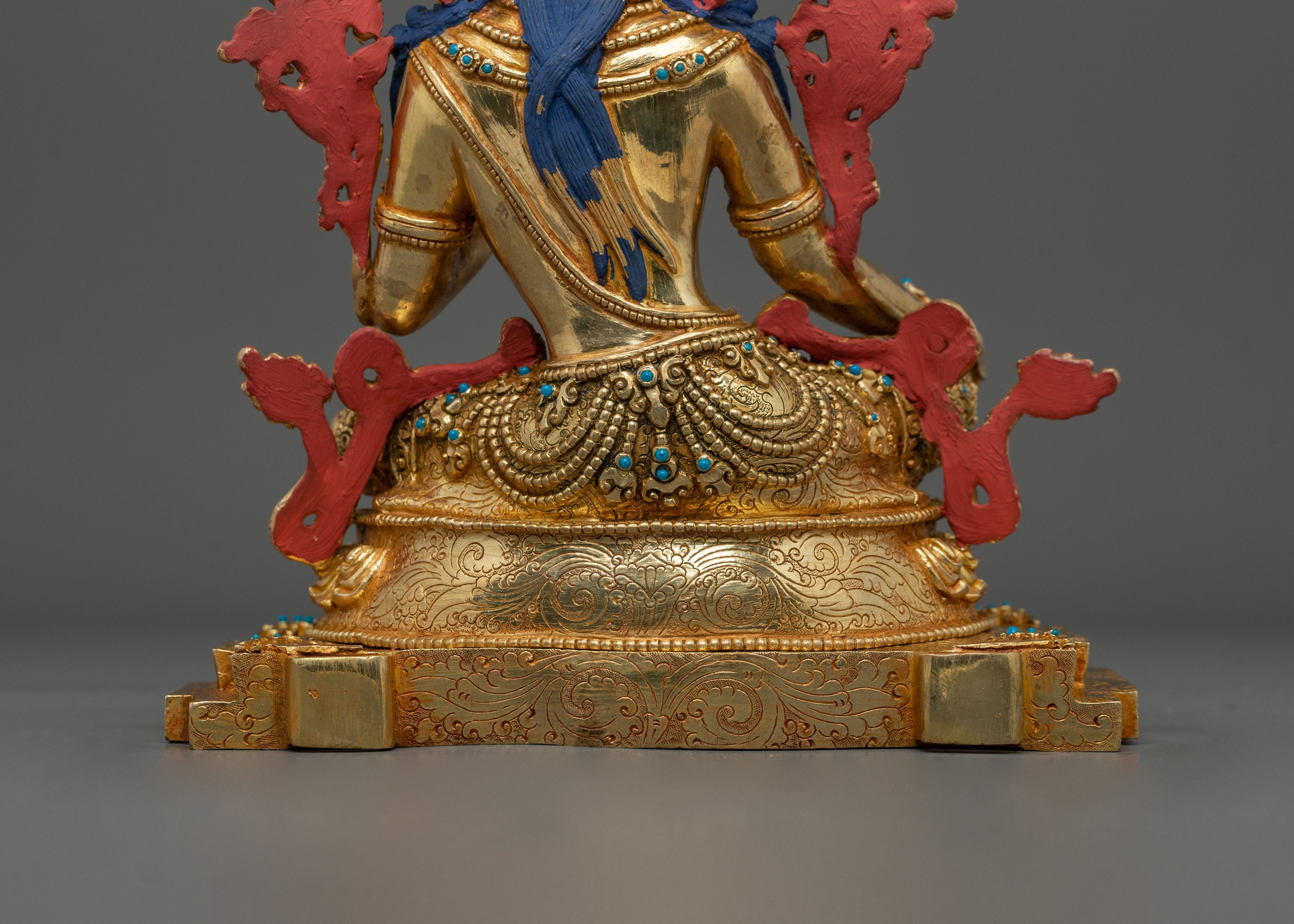 Green Tara Healing Figurine | 24K Gold Glided