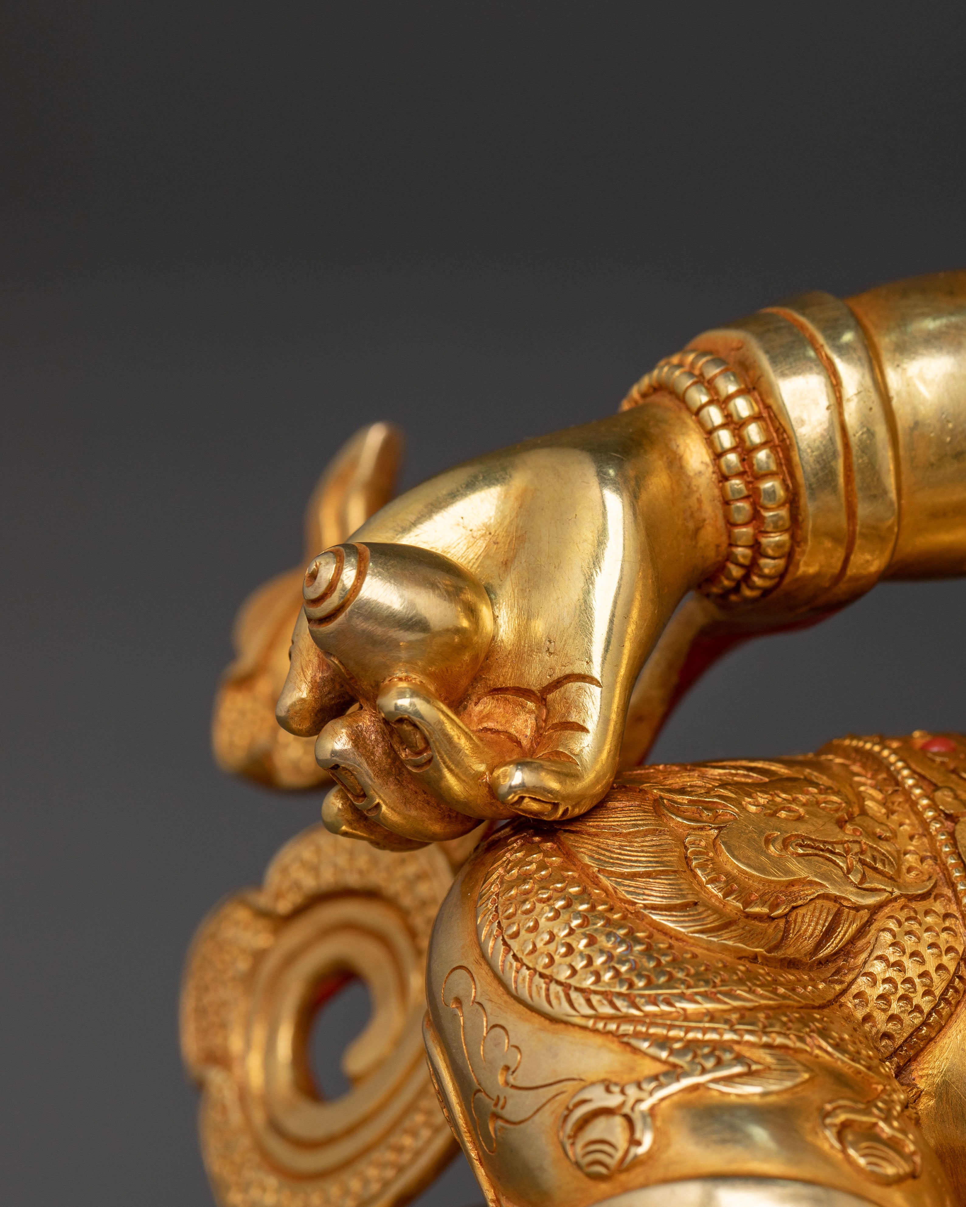 Dzambhala 24K Gold Gilded Statue | Wealth Deity