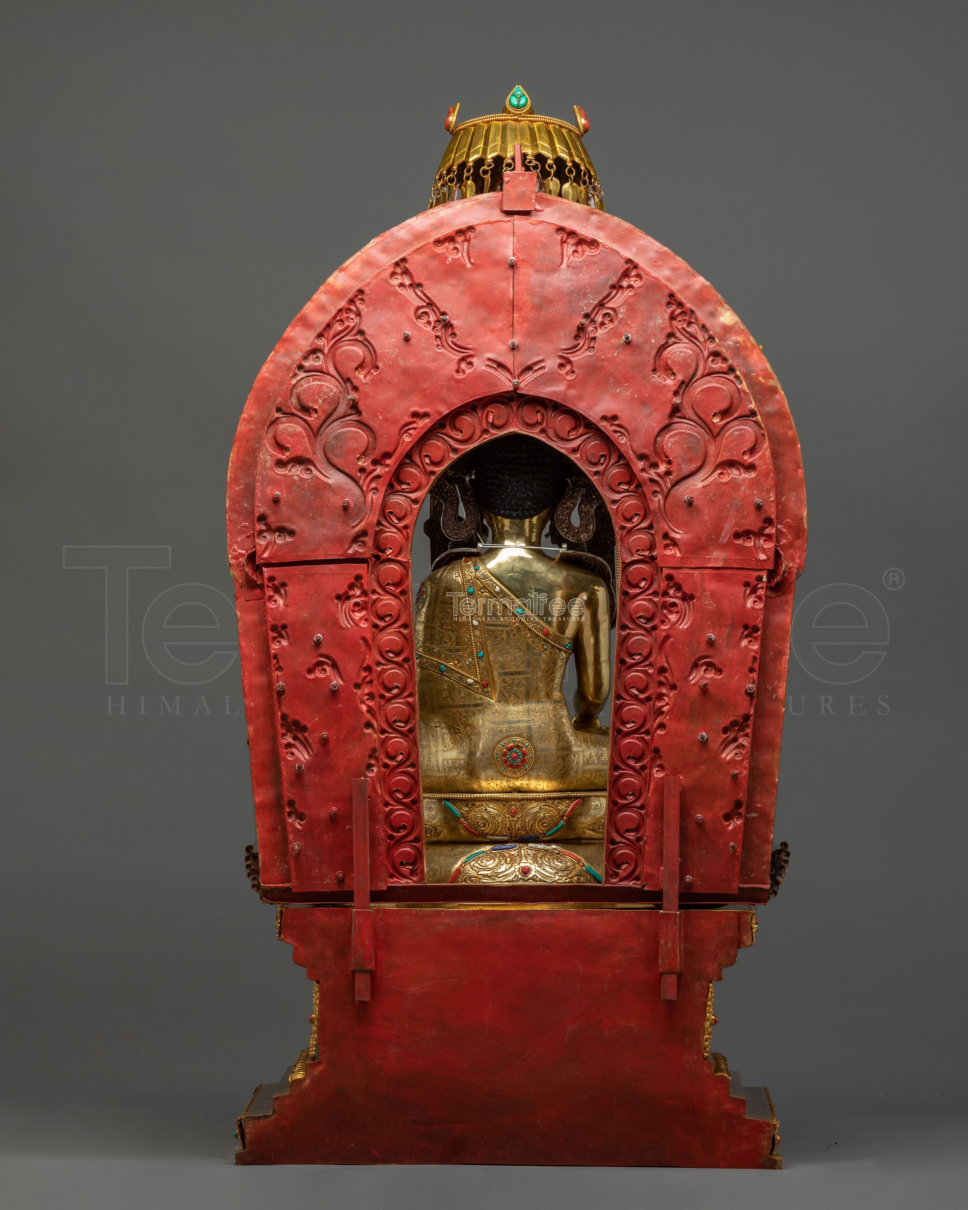 Tathagata Crown Shakyamuni Buddha on Throne Statue
