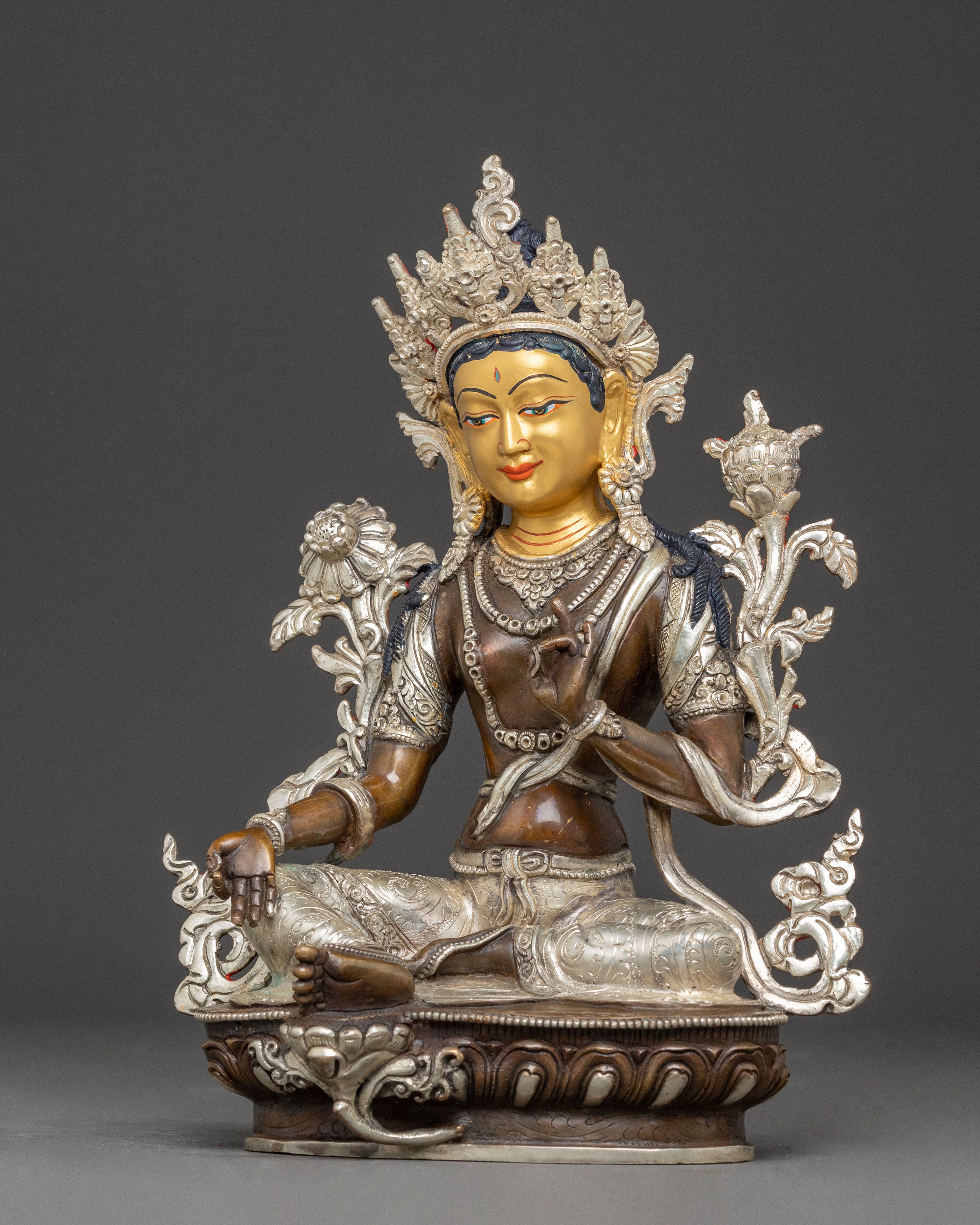Handmade Shyama Tara Oxidized Statue | Mother of All Buddhas
