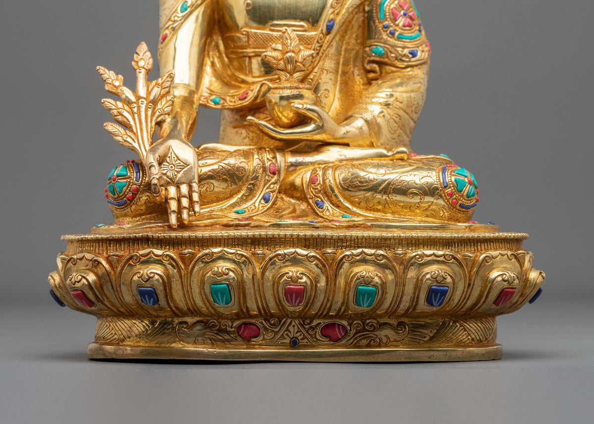 Hand-Gilded Handmade Medicine Buddha Sculpture of Healing