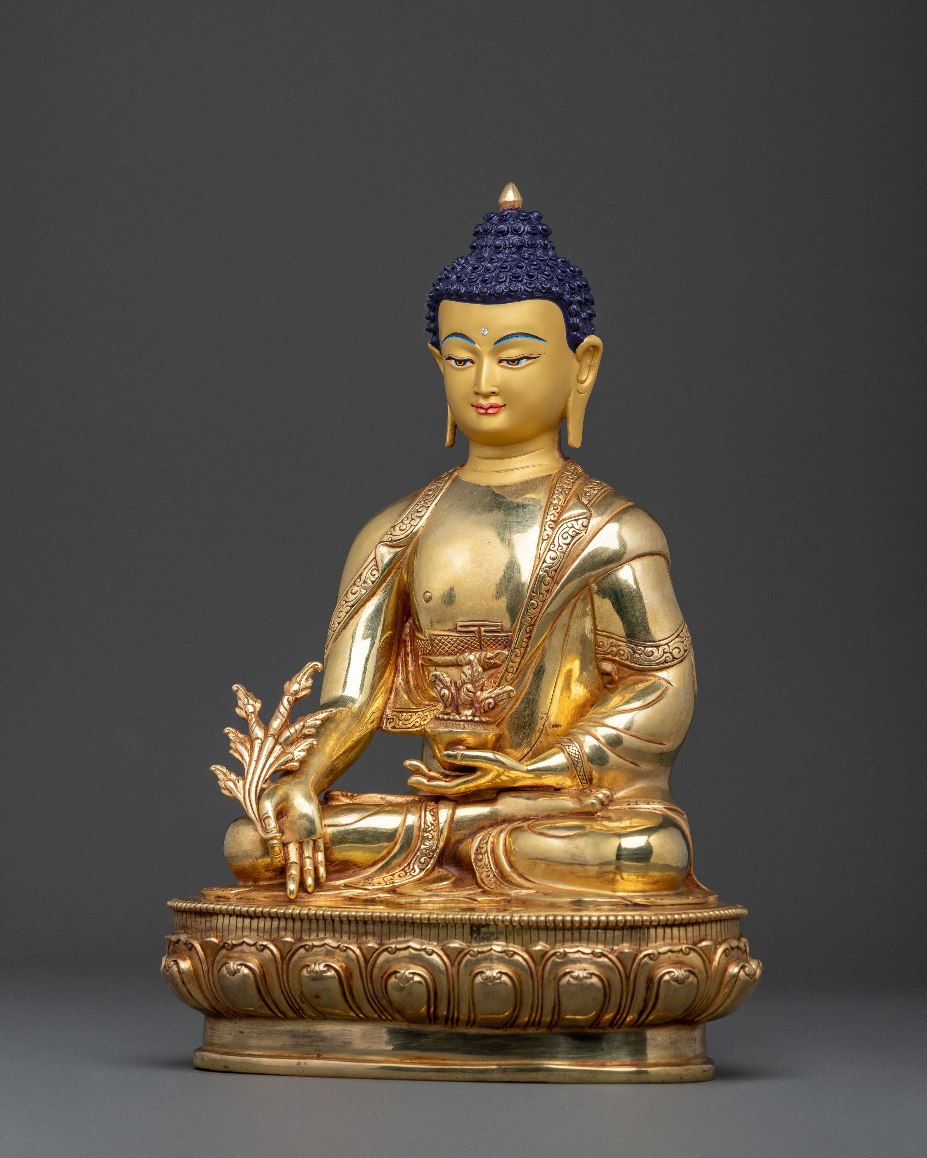 Medicine Buddha Serenity Sculpture | 24K Gold Gilded