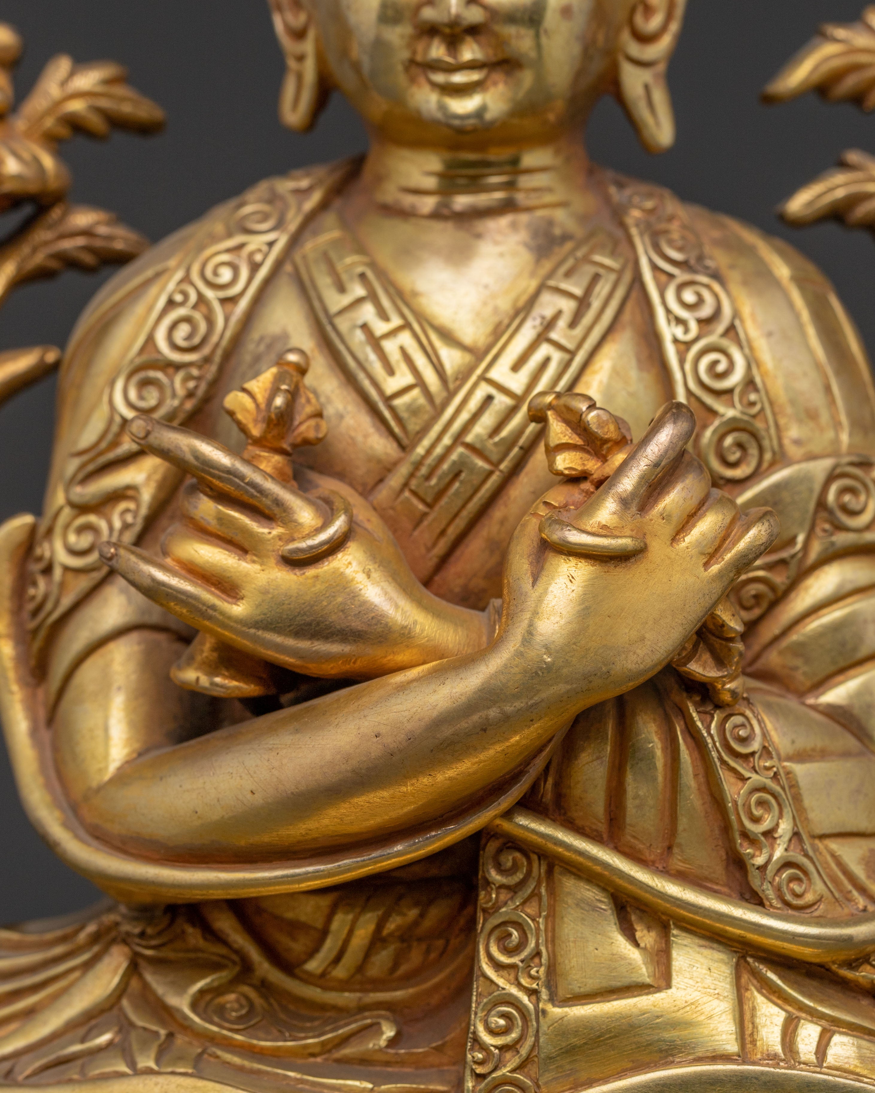 Handcrafted 16th Karmapa Statue: 24k Gold Gilded Serenity
