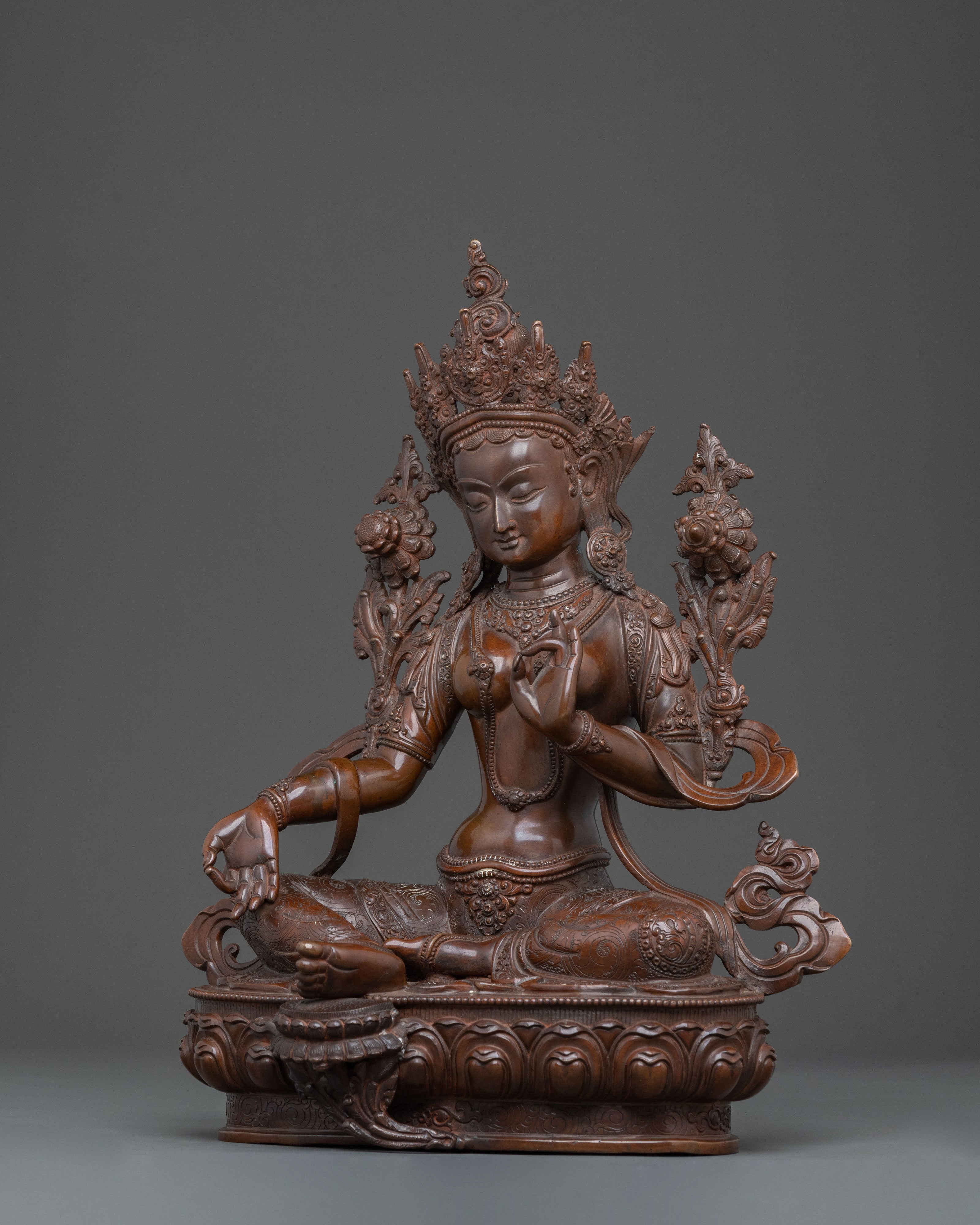 Green Tara: Oxidized Copper Meditation Statue