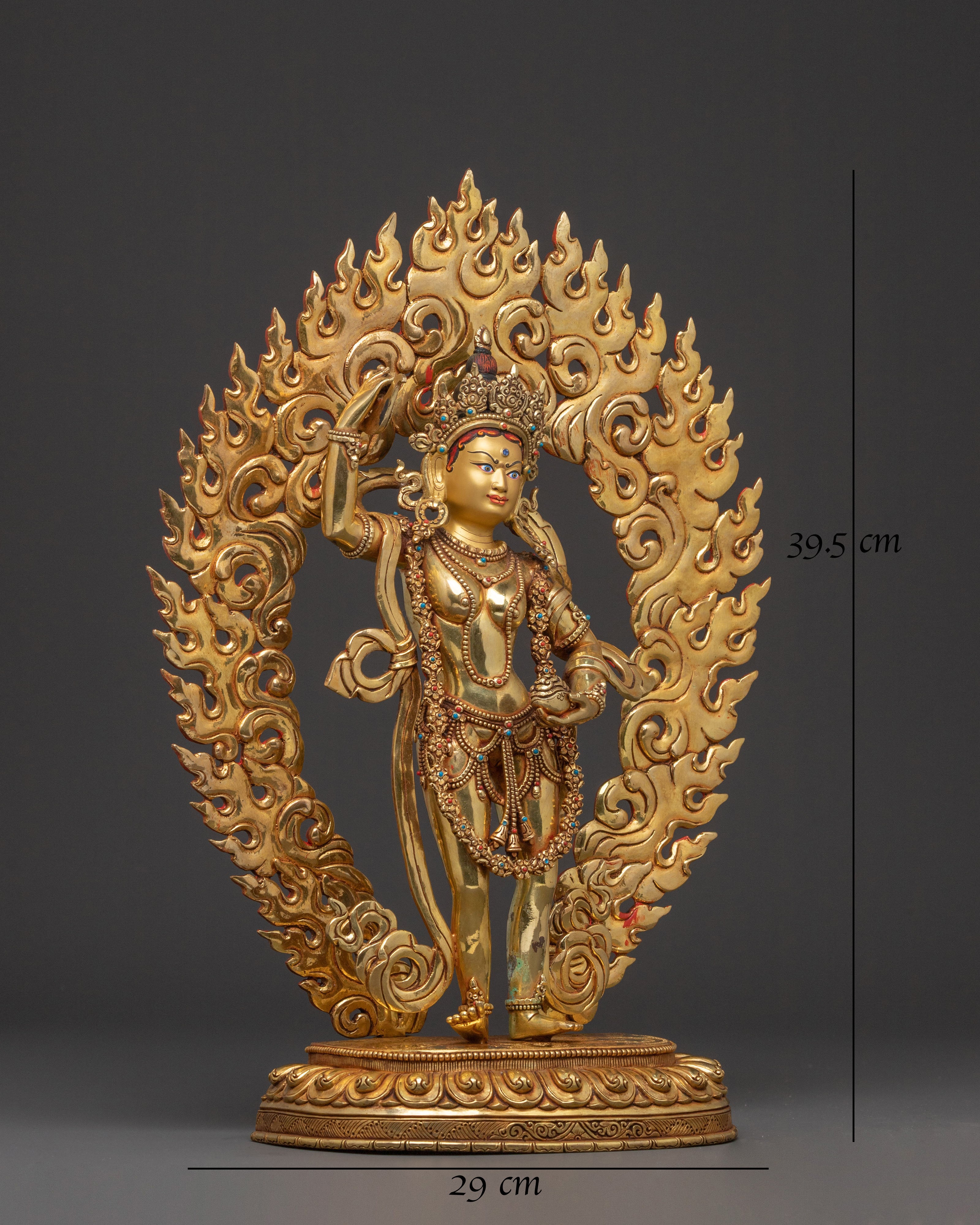 Yeshe Tsogyal 24k Gold Gilded Statue | Home Decor