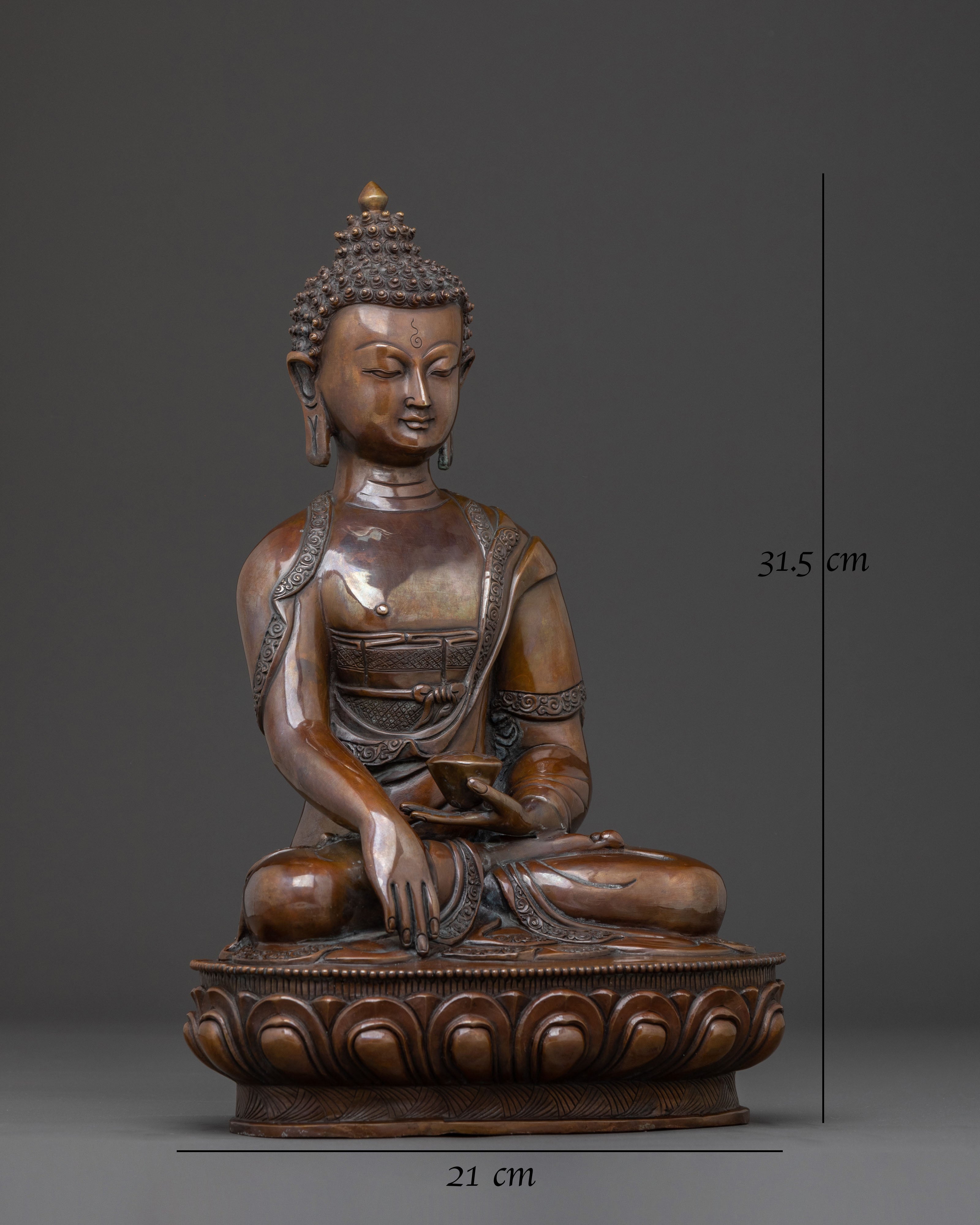 Shakyamuni Buddha Statue – Oxidized Copper Serenity
