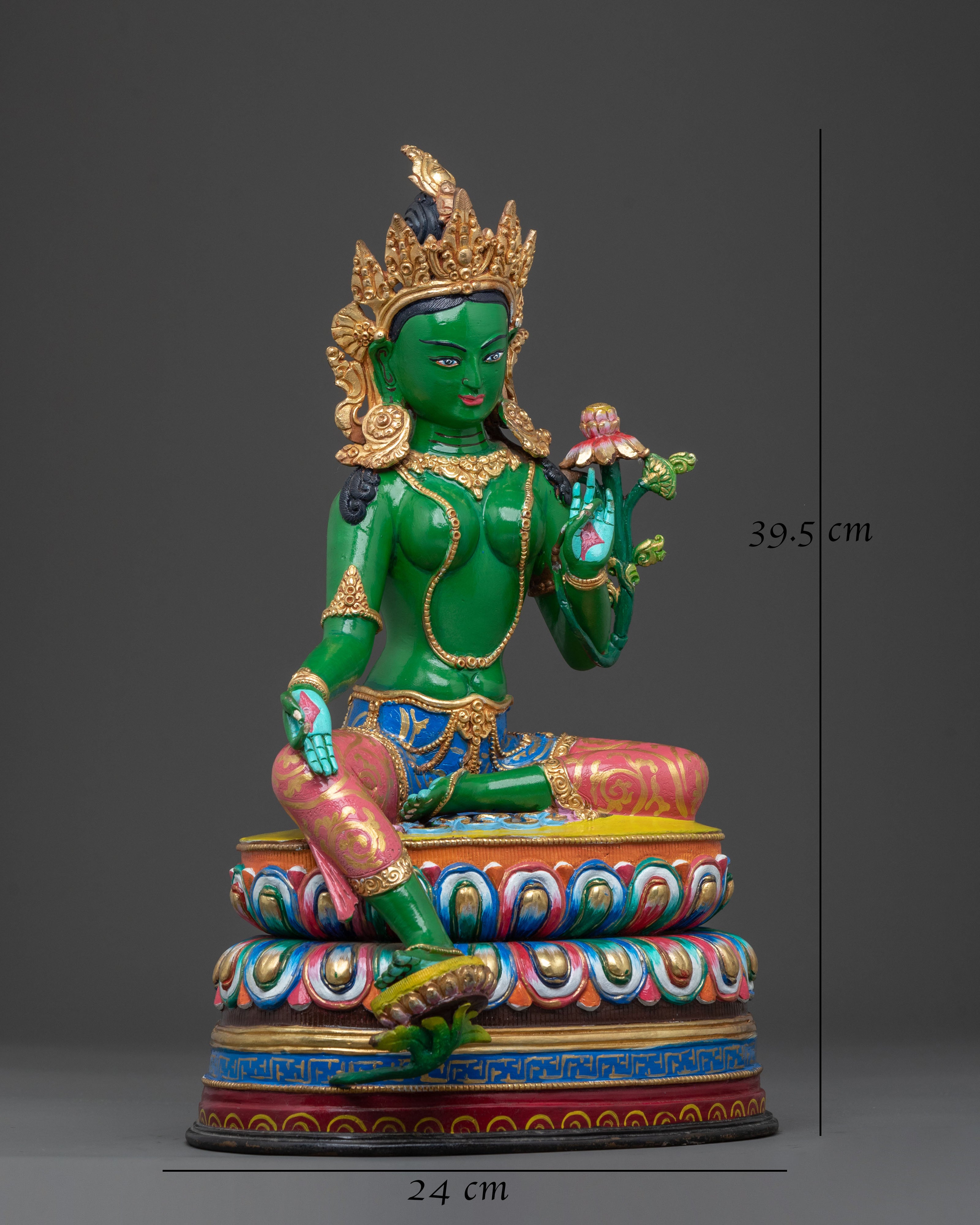 Hand Carved Green Tara Sculpture | Goddess of Compassion & Protection